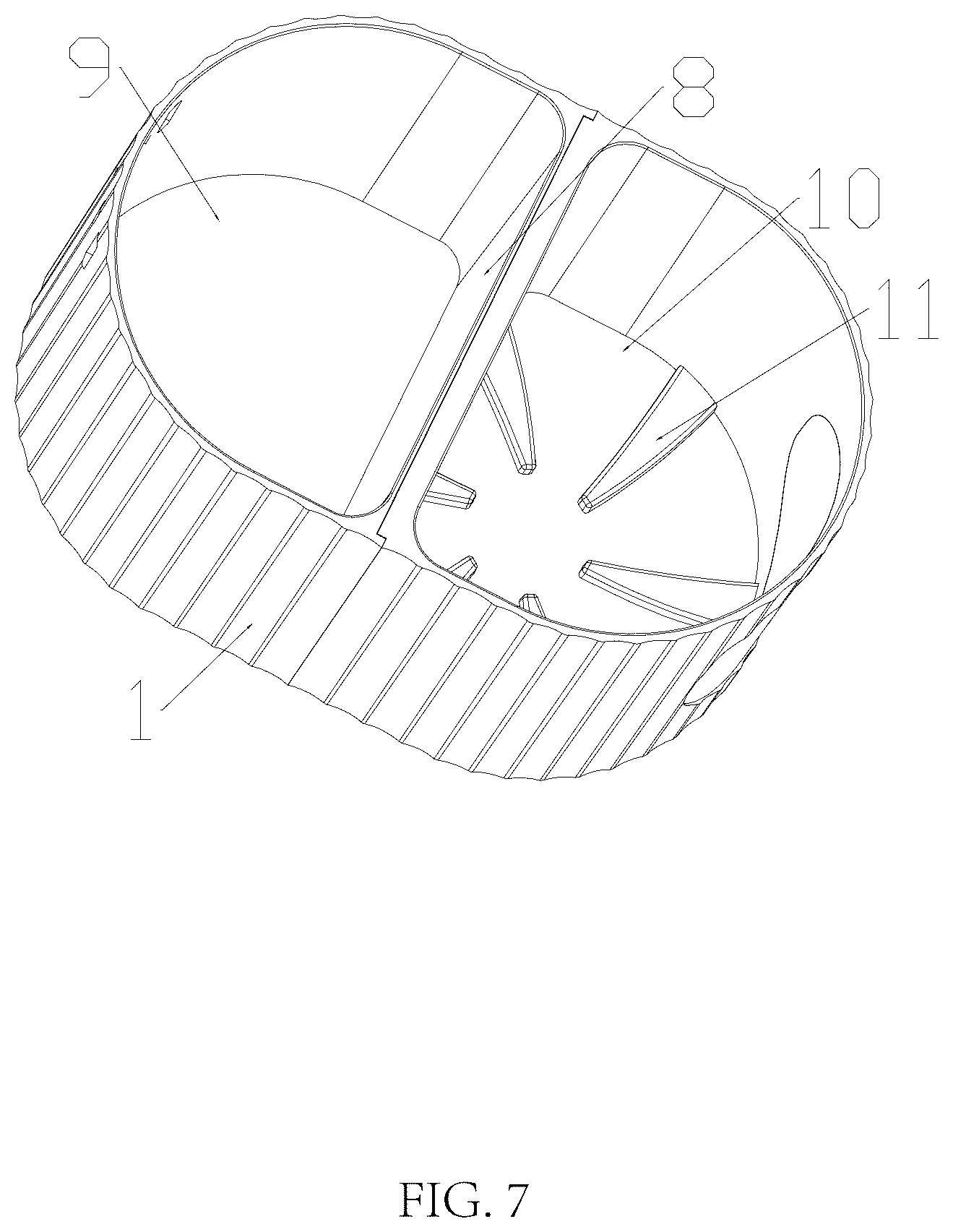 Patent US12599225 Figure 7 – Makeup brush and sponge cleaning machine