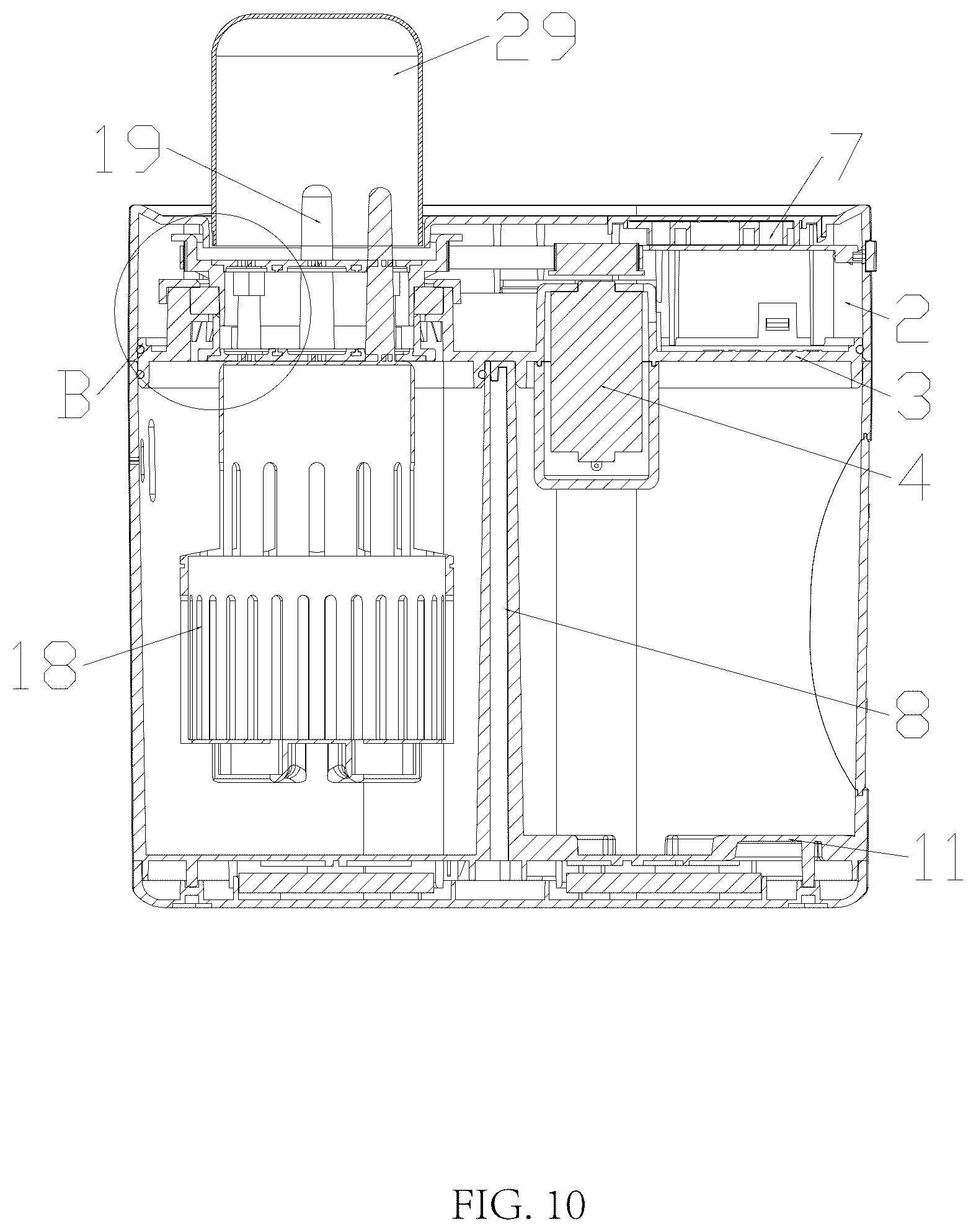 Patent US12599225 Figure 10 – Makeup brush and sponge cleaning machine