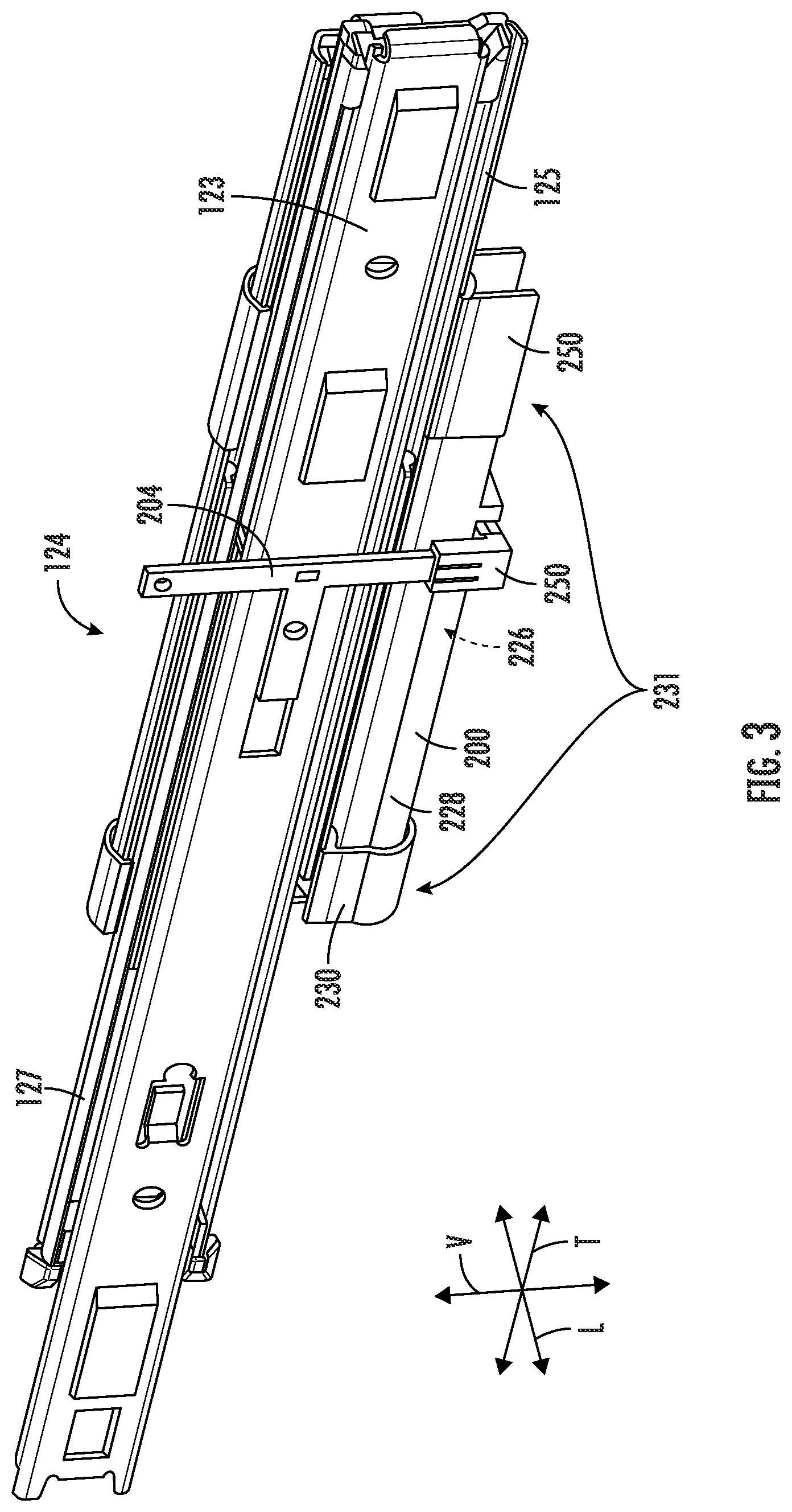 Patent US12599228 Figure 3 – Locating slot for a trigger support arm of a slide assembly