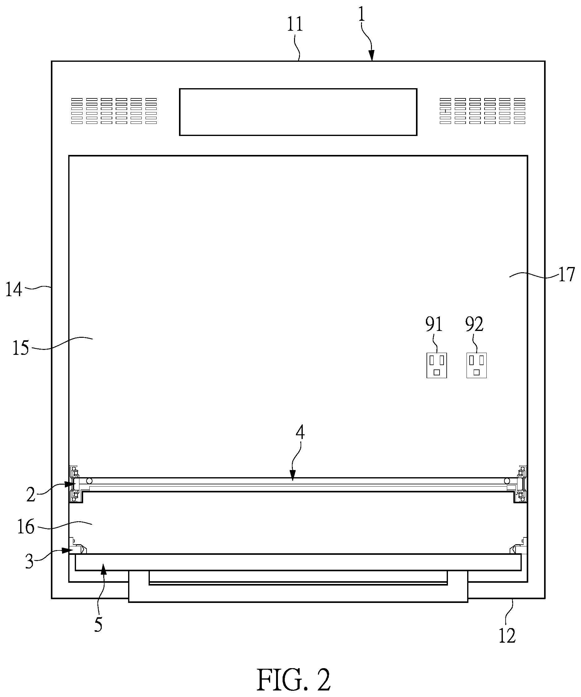 Patent US12599229 Figure 2 – Flip-down electronics cabinet having circuit controlling device