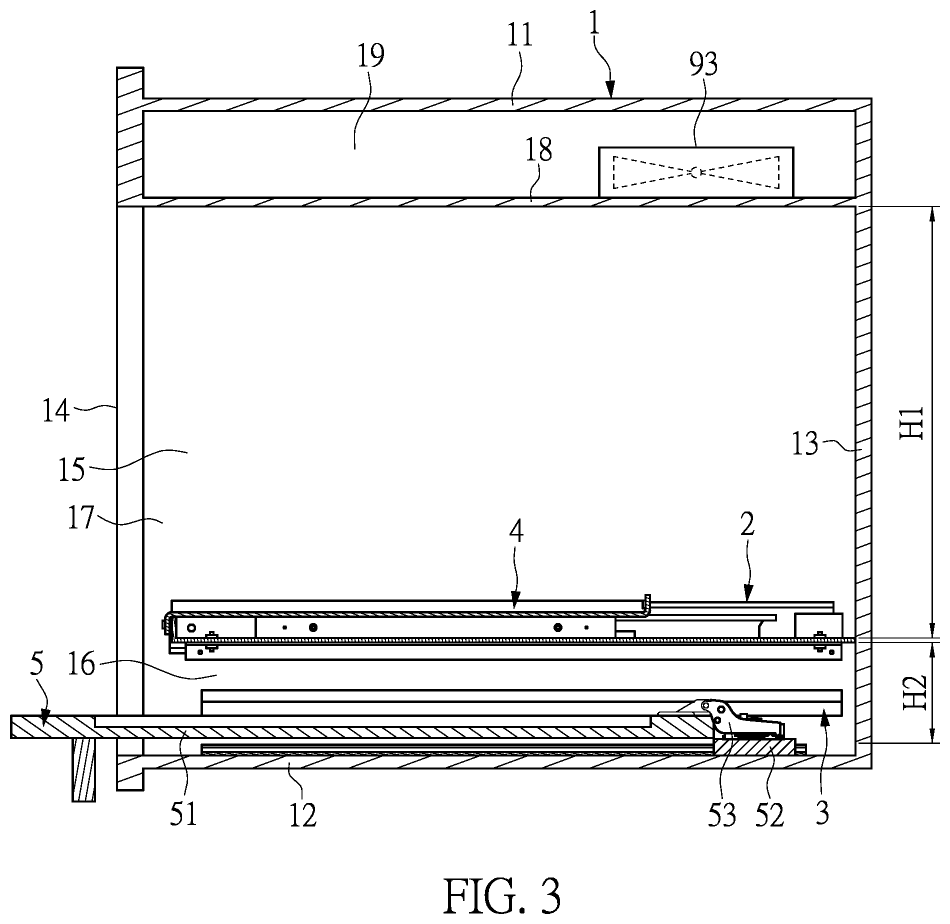 Patent US12599229 Figure 3 – Flip-down electronics cabinet having circuit controlling device