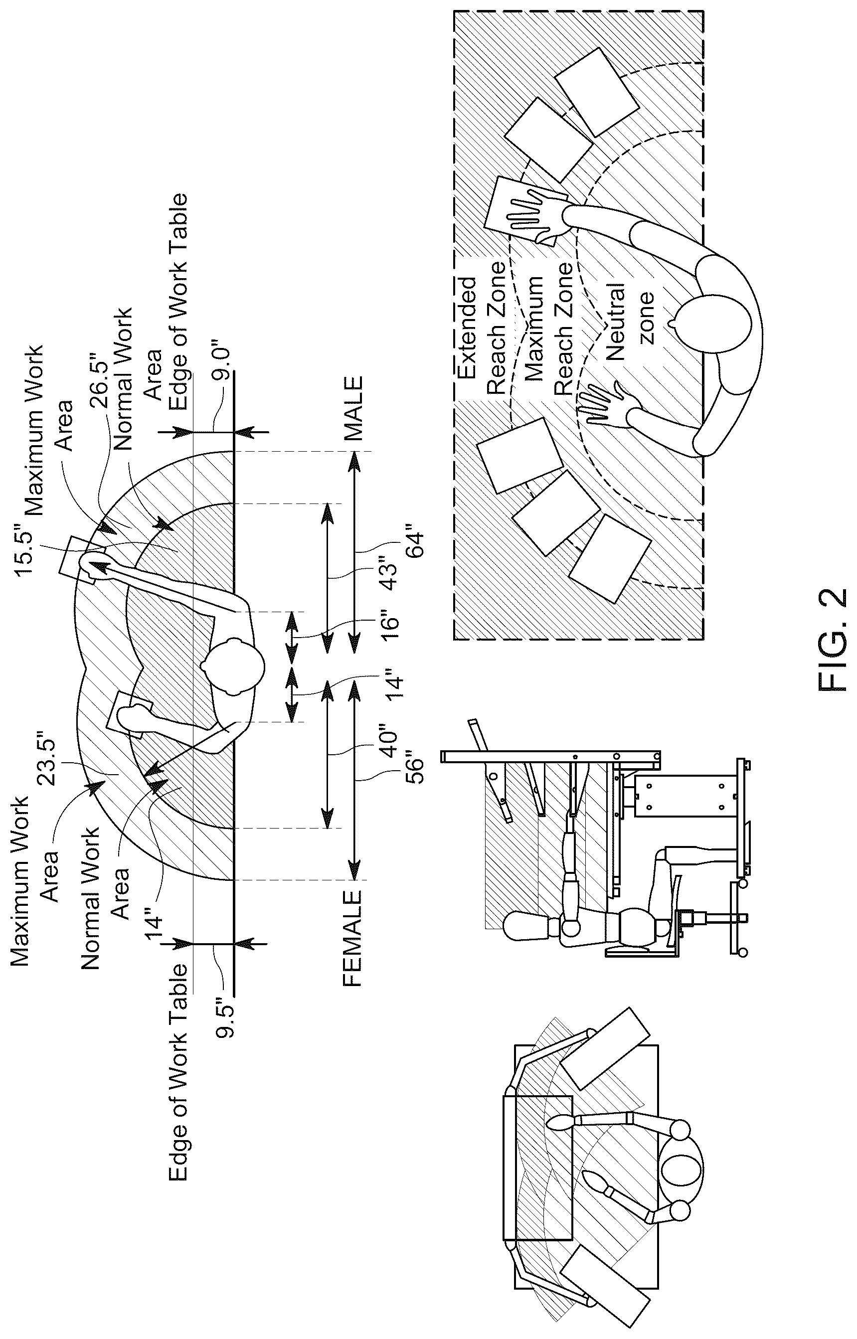 Patent US12599233 Figure 2 – Rail system for workspace with modular components