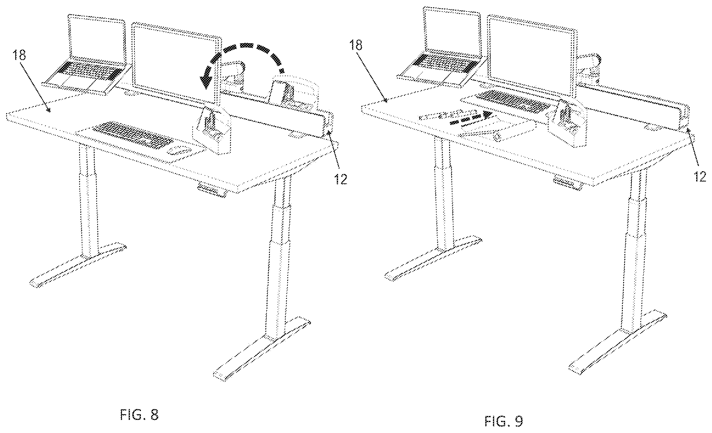 Patent US12599233 Figure 6 – Rail system for workspace with modular components