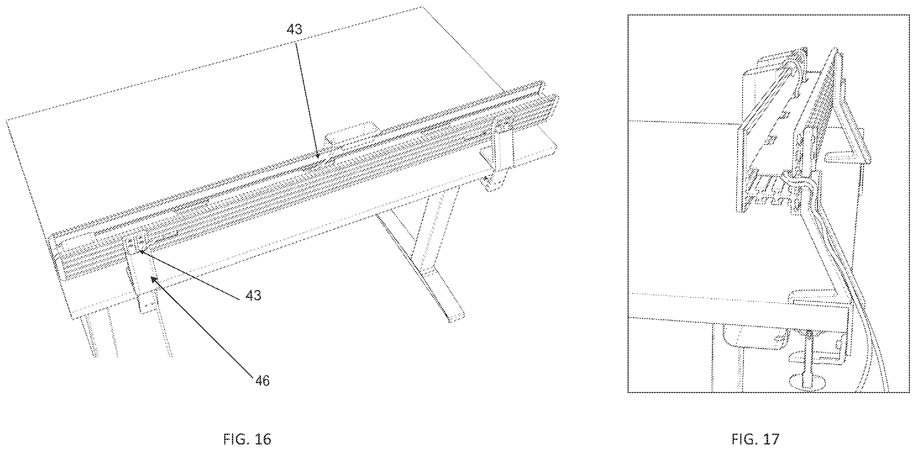 Patent US12599233 Figure 13 – Rail system for workspace with modular components