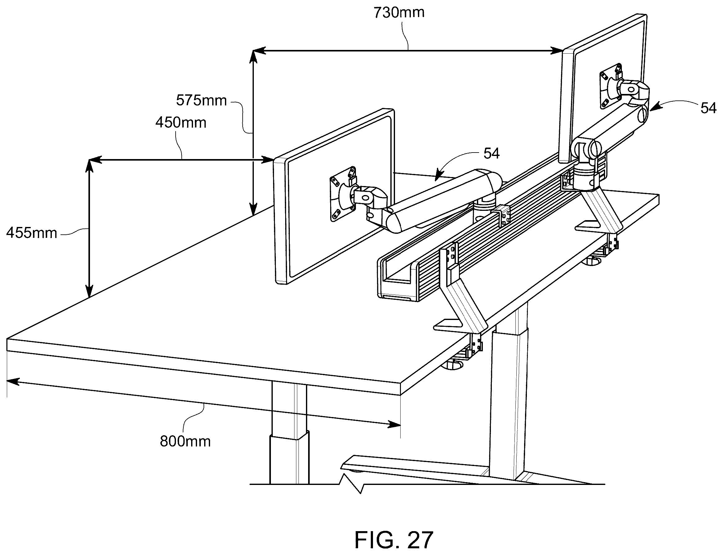Patent US12599233 Figure 19 – Rail system for workspace with modular components