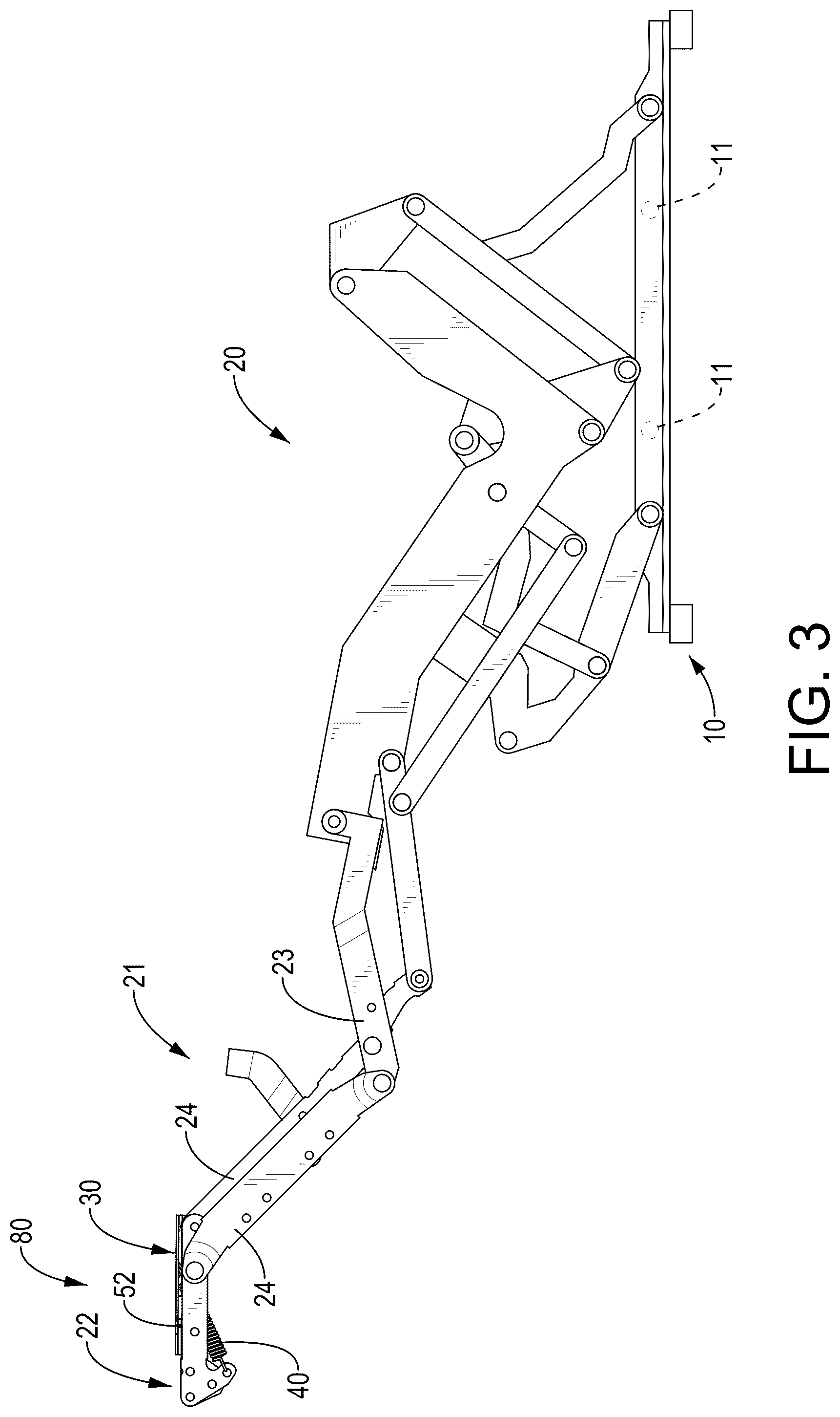 Patent US12599234 Figure 3 – Electric reclining chair with anti-pinch protection