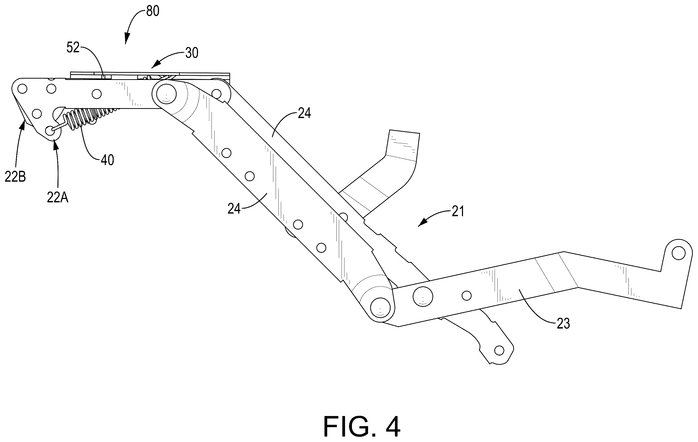 Patent US12599234 Figure 4 – Electric reclining chair with anti-pinch protection
