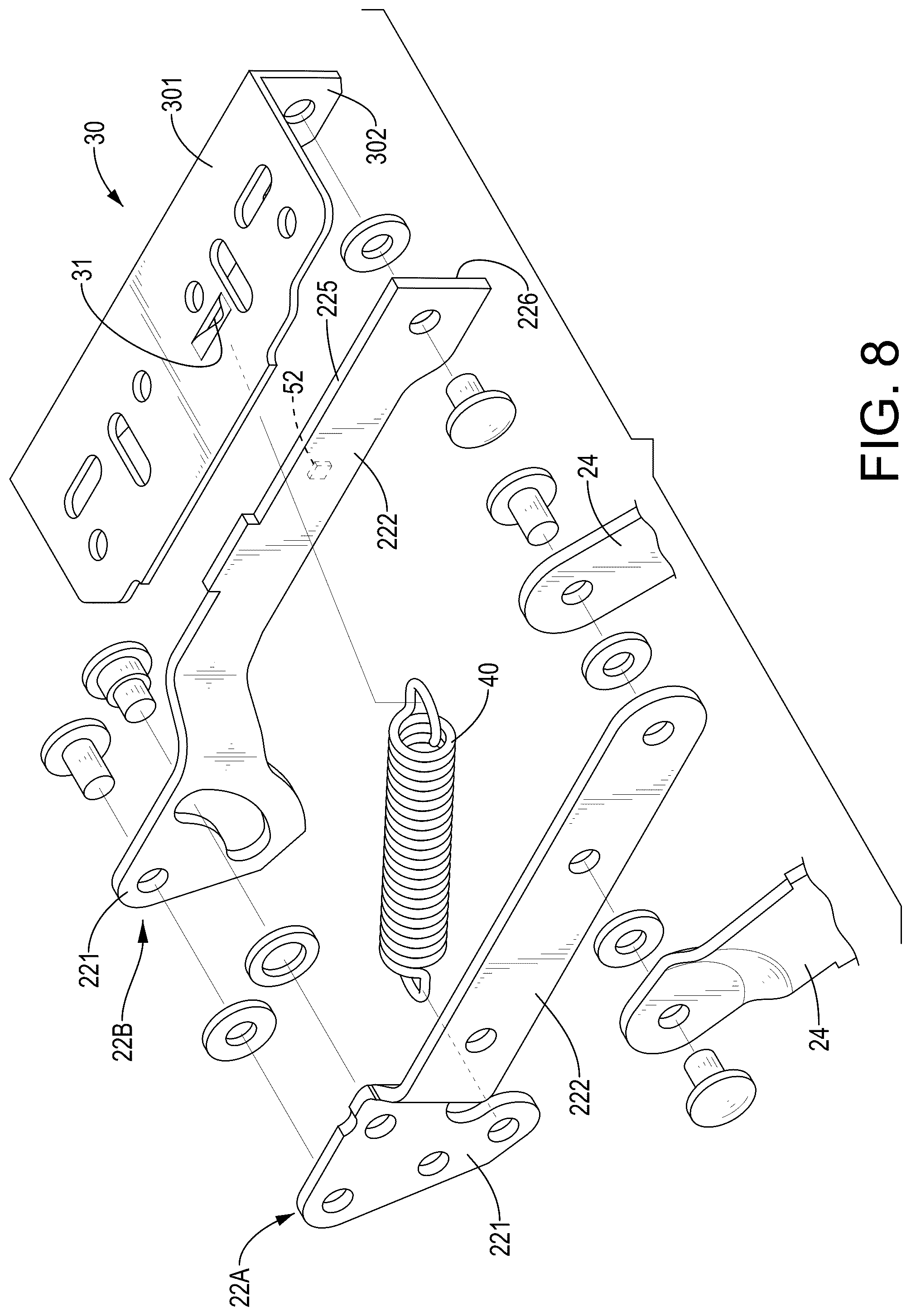 Patent US12599234 Figure 8 – Electric reclining chair with anti-pinch protection