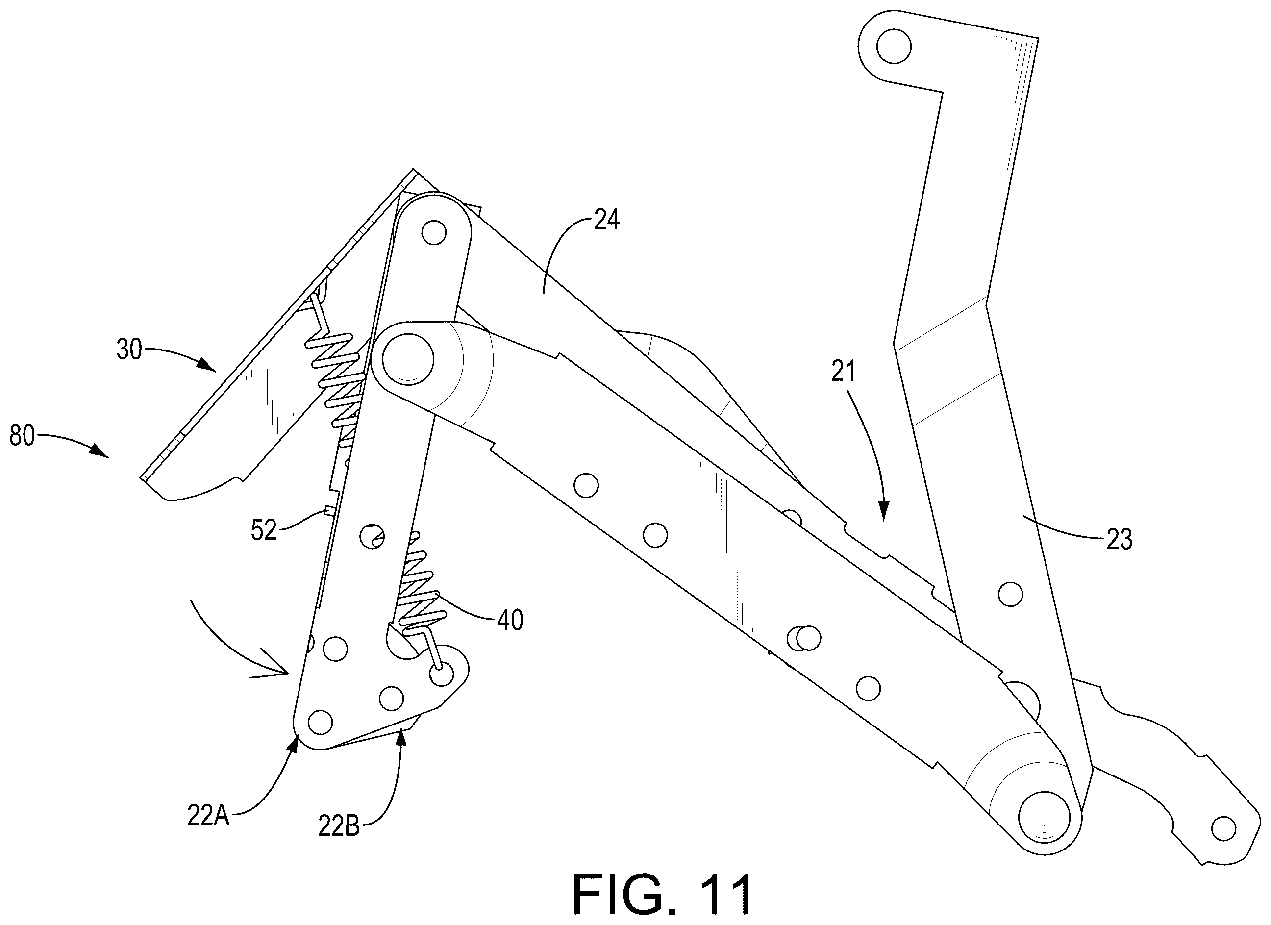 Patent US12599234 Figure 11 – Electric reclining chair with anti-pinch protection