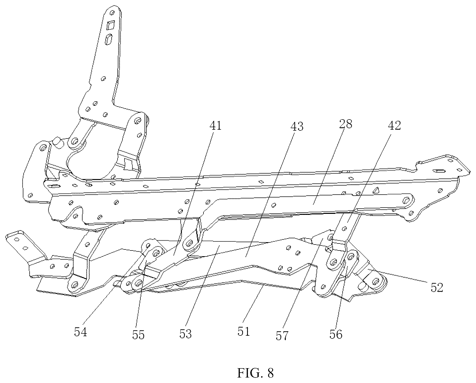 Patent US12599235 Figure 4 – Mechanical extension device and suspension mechanism thereof