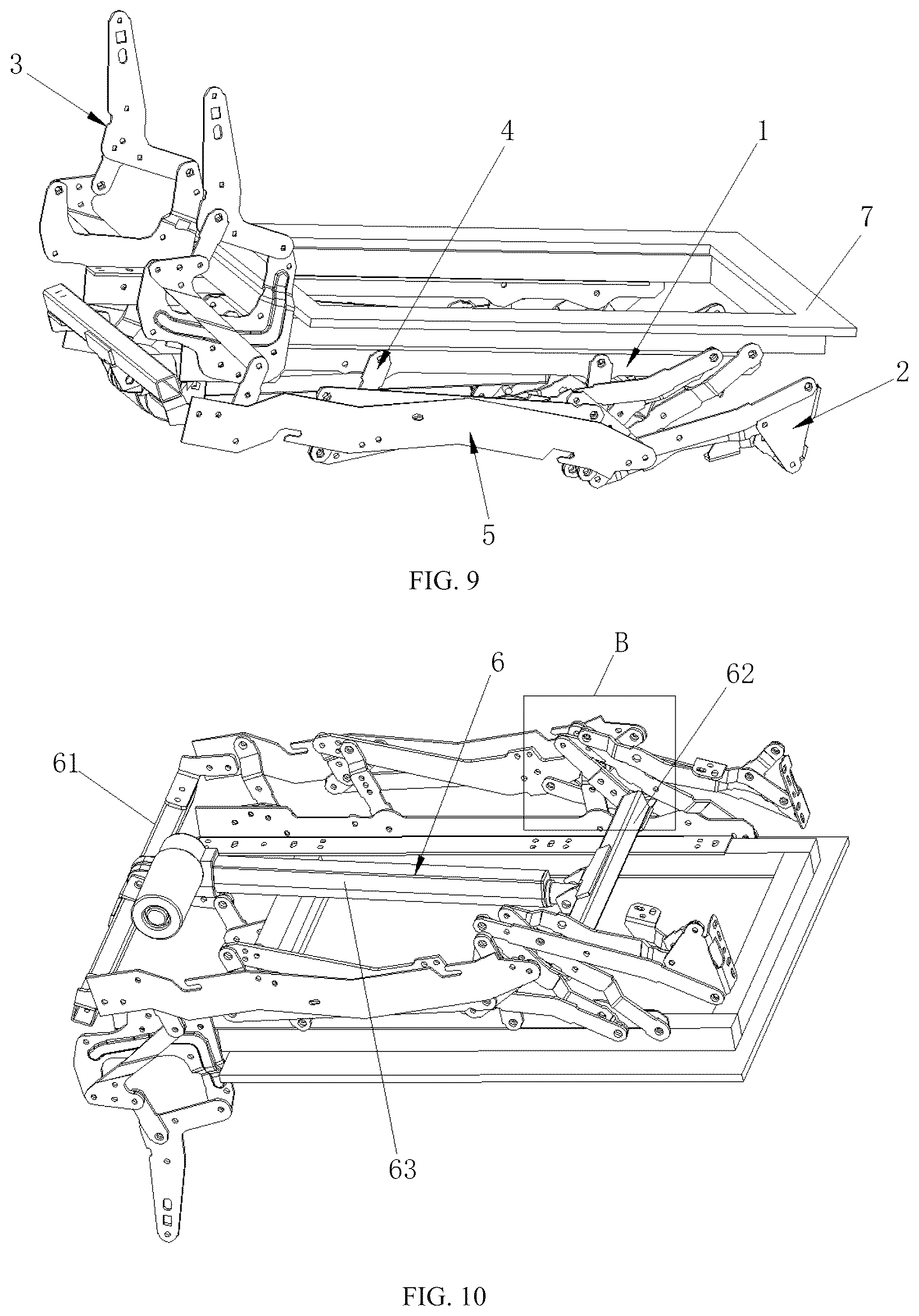 Patent US12599235 Figure 5 – Mechanical extension device and suspension mechanism thereof