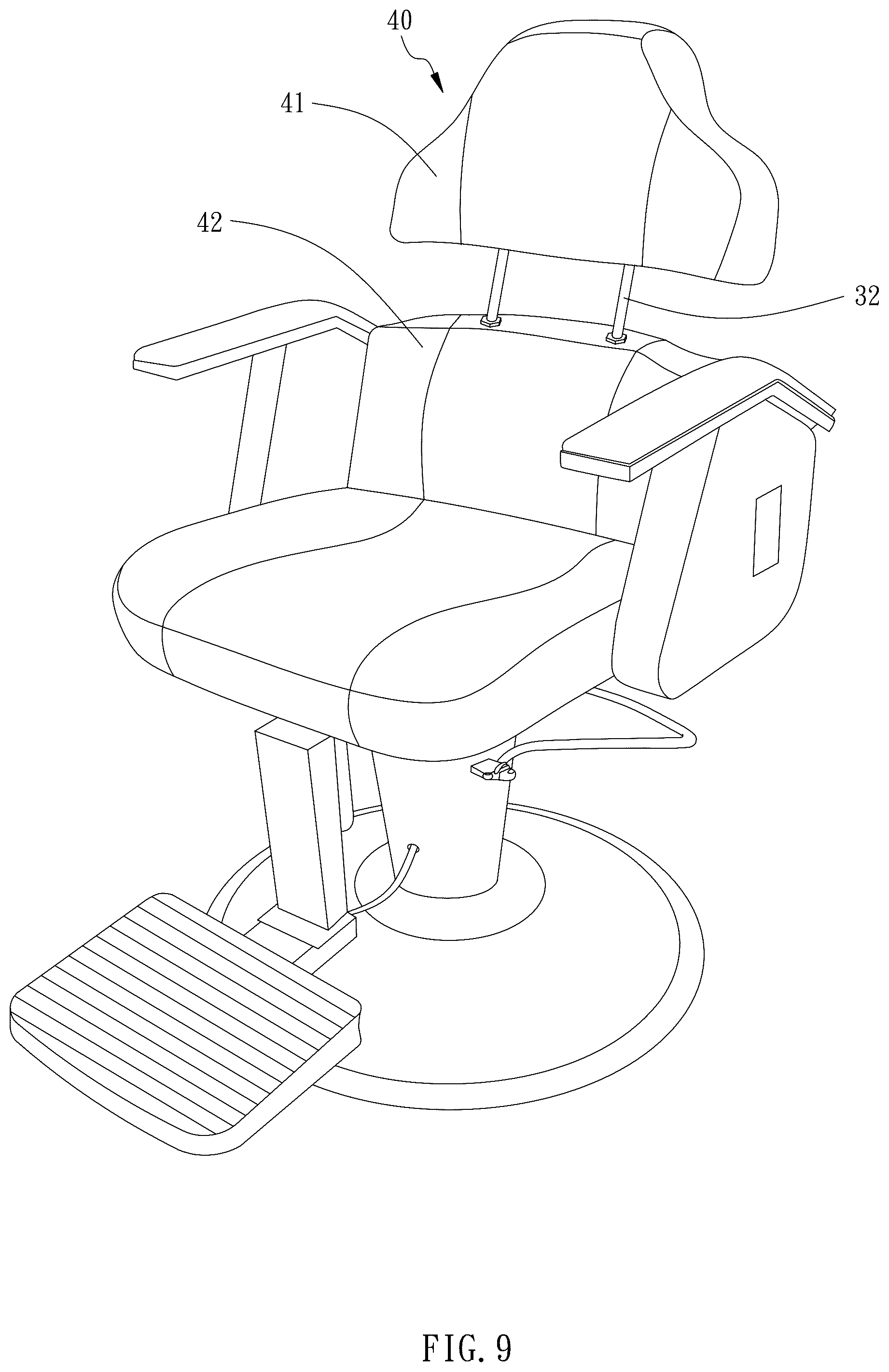 Patent US12599239 Figure 9 – Chair-back adjusting structure