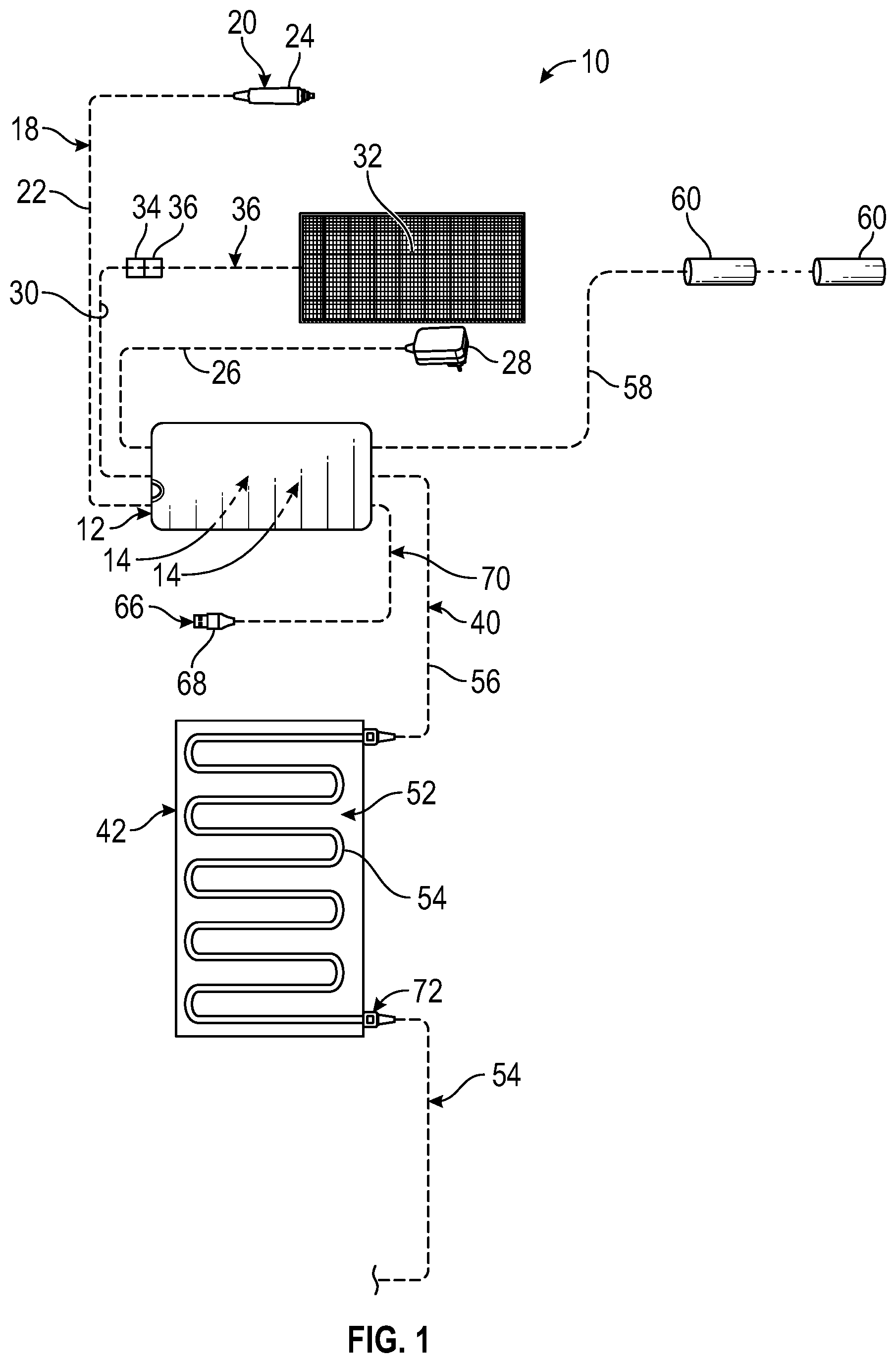 Patent US12599241 Figure 1 – Portable heating pad assembly