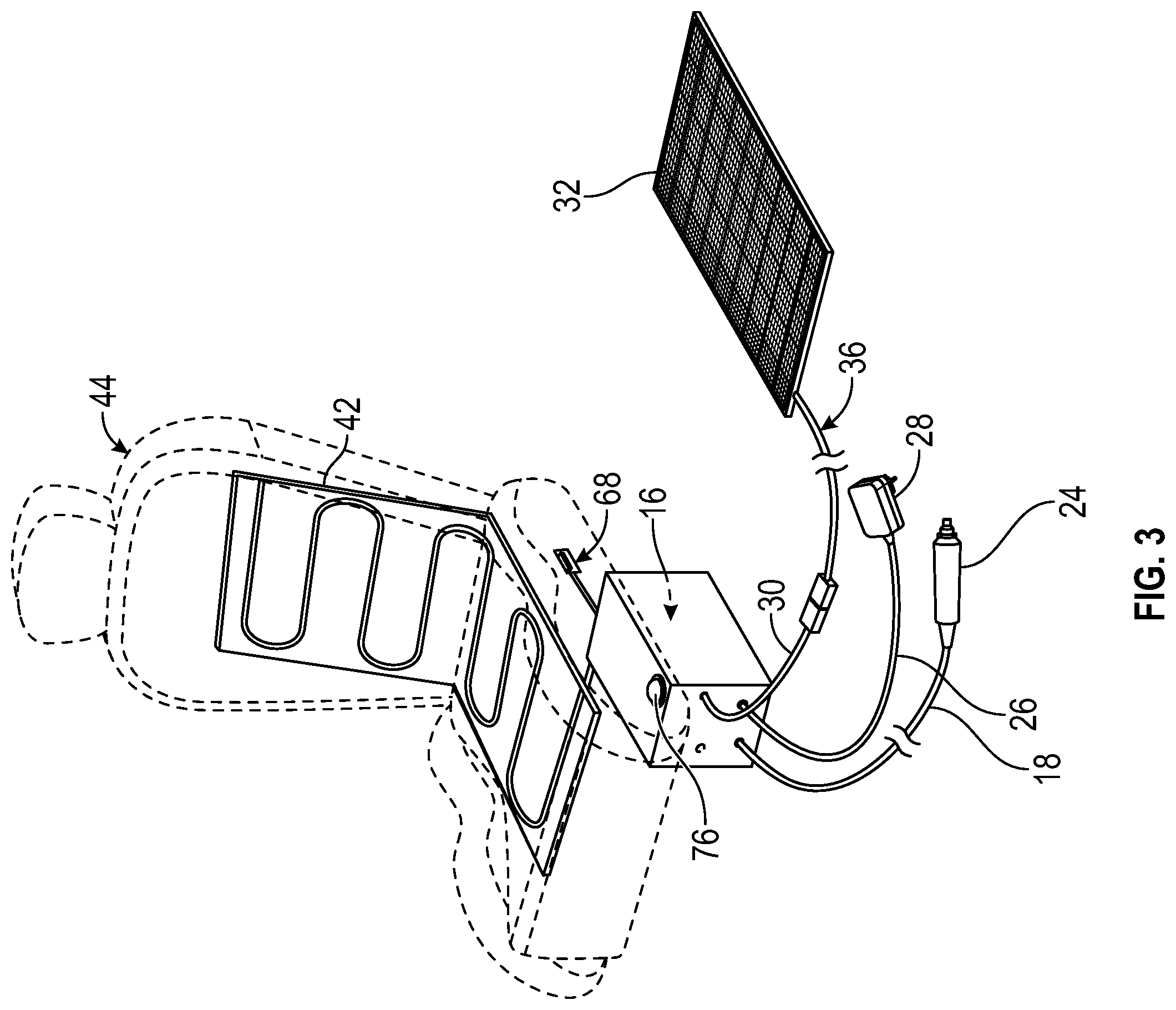 Patent US12599241 Figure 3 – Portable heating pad assembly
