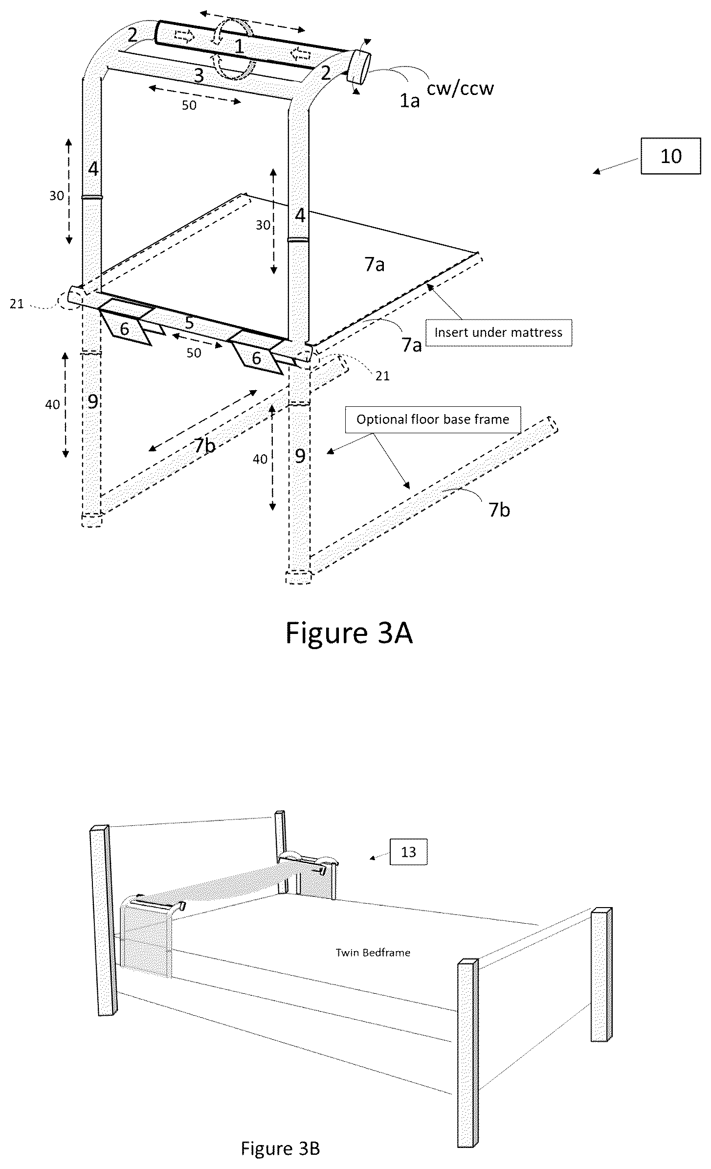 Patent US12599242 Figure 3 – Recumbent sling headrest/leg rest suspension system