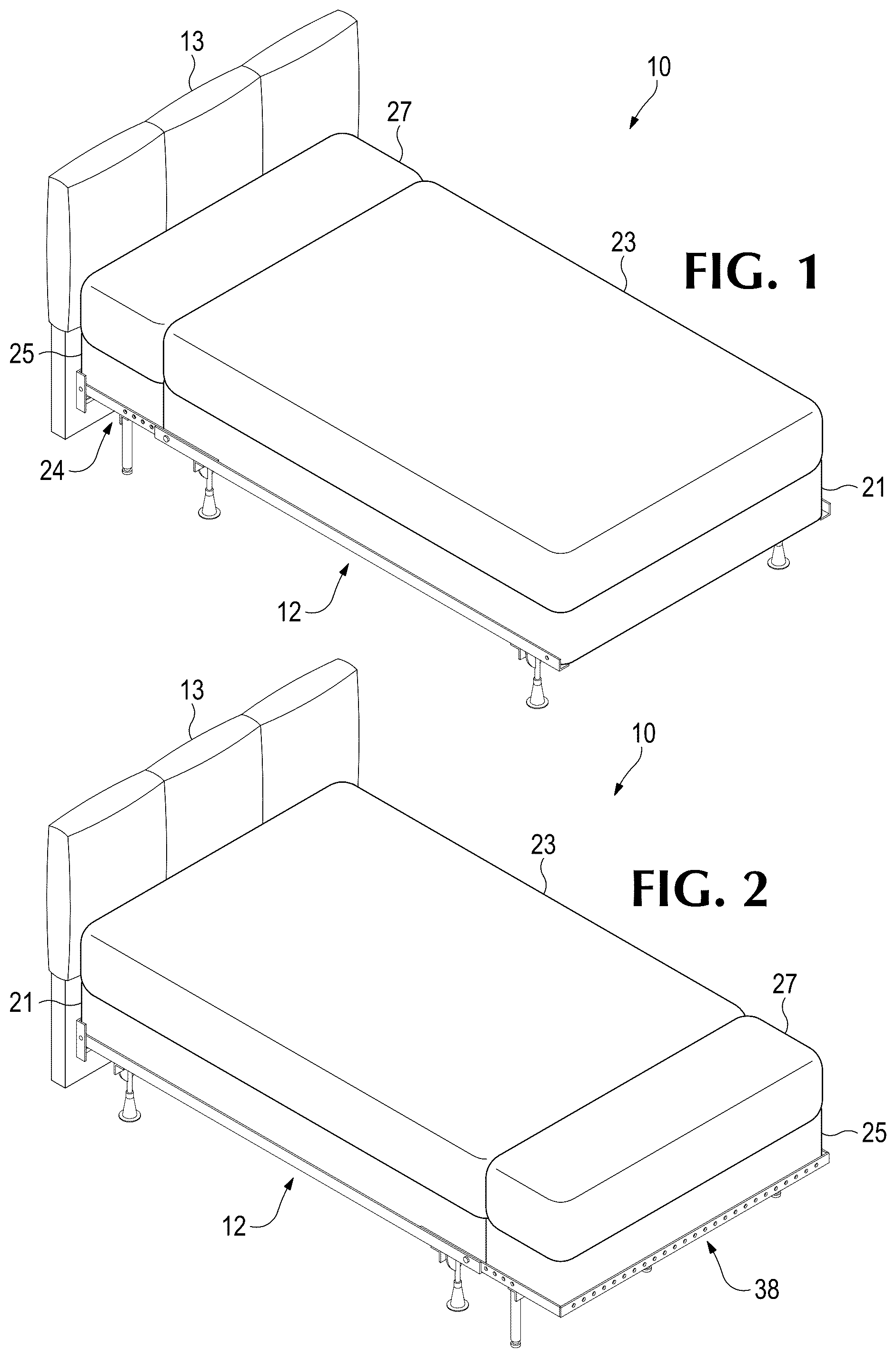 Patent US12599244 Figure 1 – Adjustable bed extension