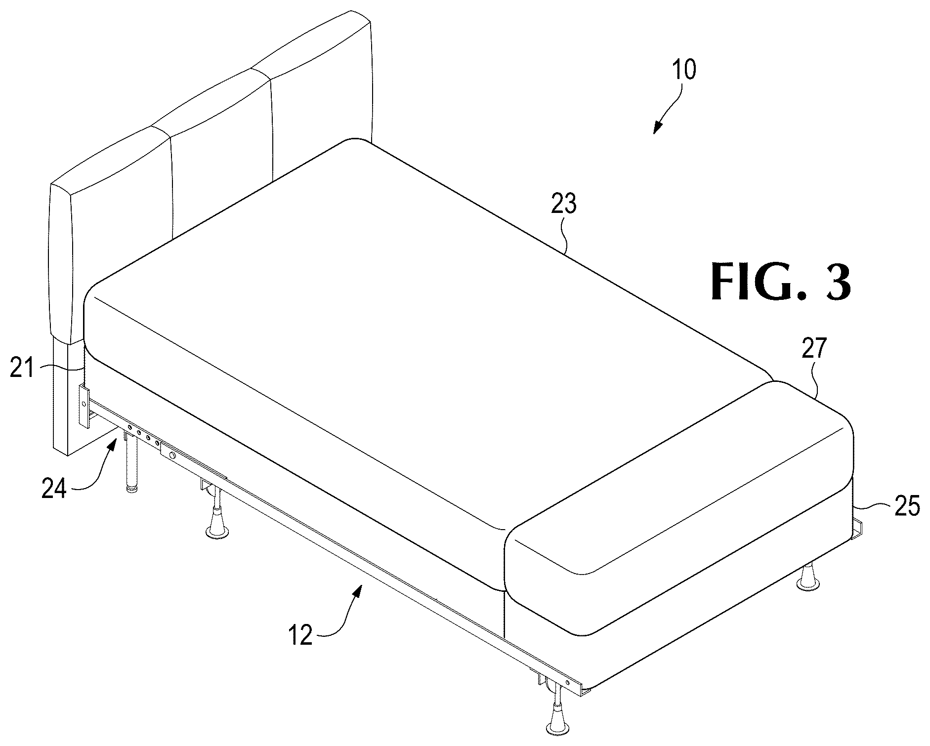 Patent US12599244 Figure 2 – Adjustable bed extension