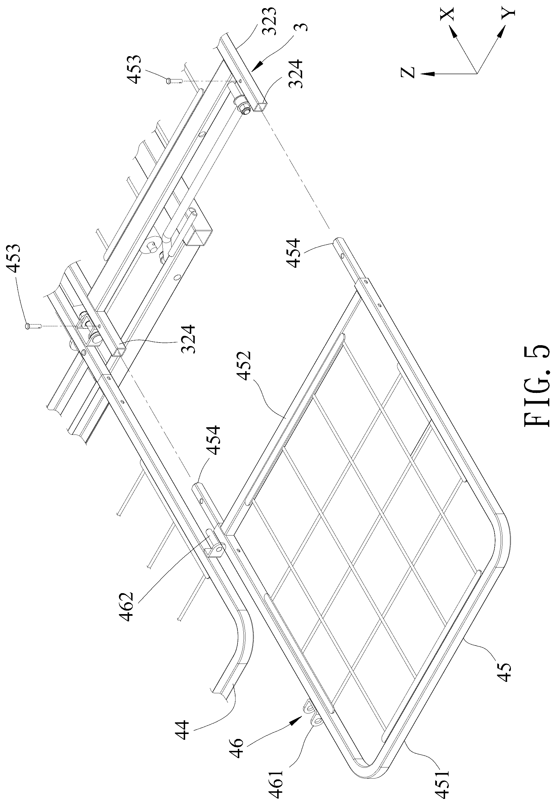 Patent US12599245 Figure 5 – Width-adjustable foldable bed