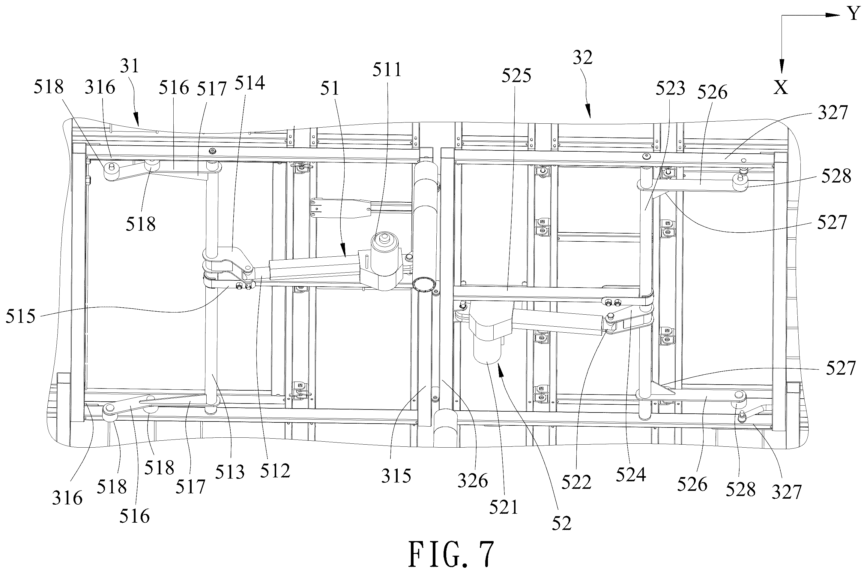 Patent US12599245 Figure 7 – Width-adjustable foldable bed