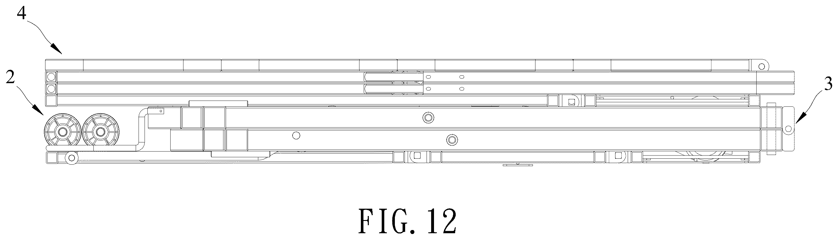 Patent US12599245 Figure 12 – Width-adjustable foldable bed