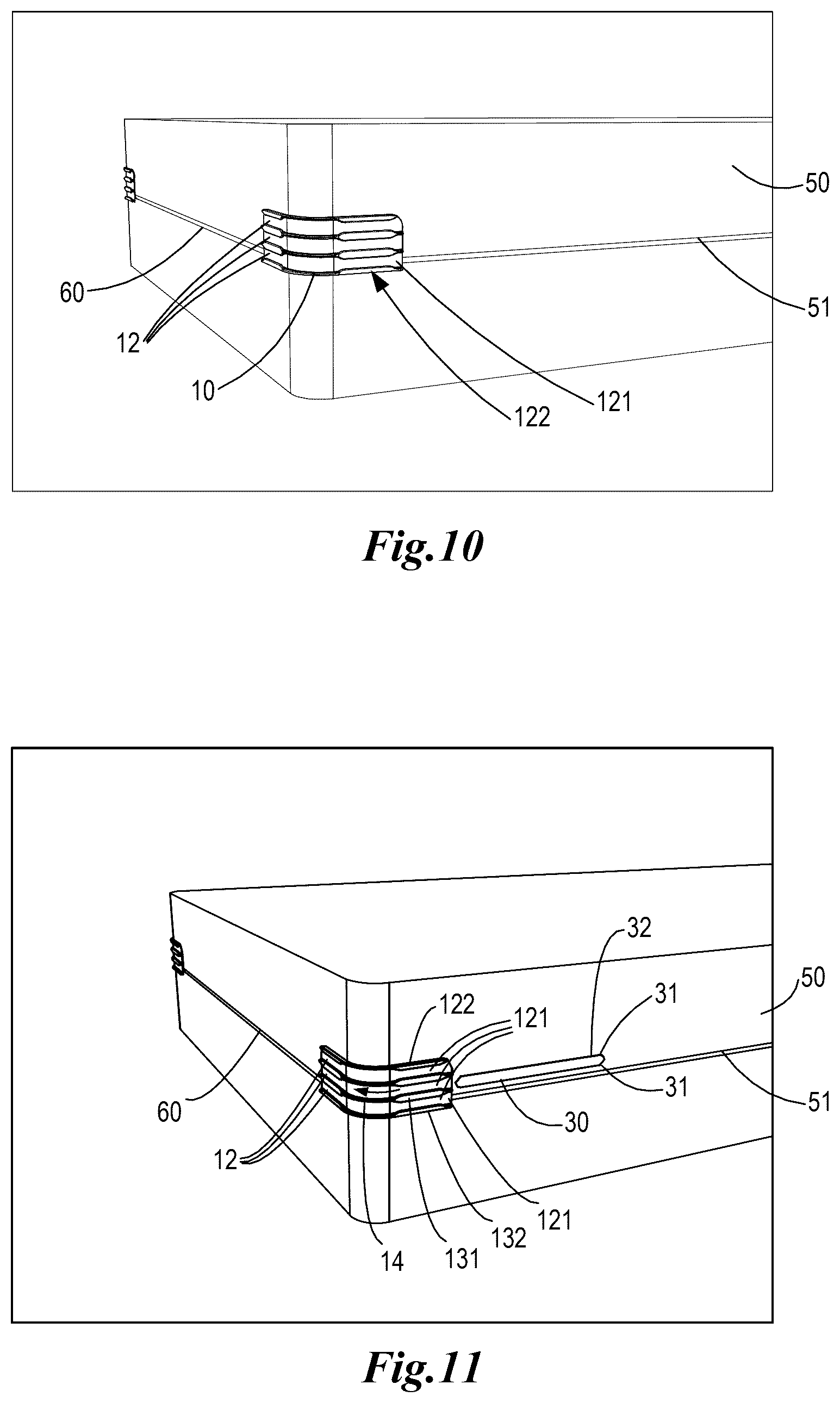Patent US12599246 Figure 7 – Bed sheet retention systems, system components, and methods of making and using the same