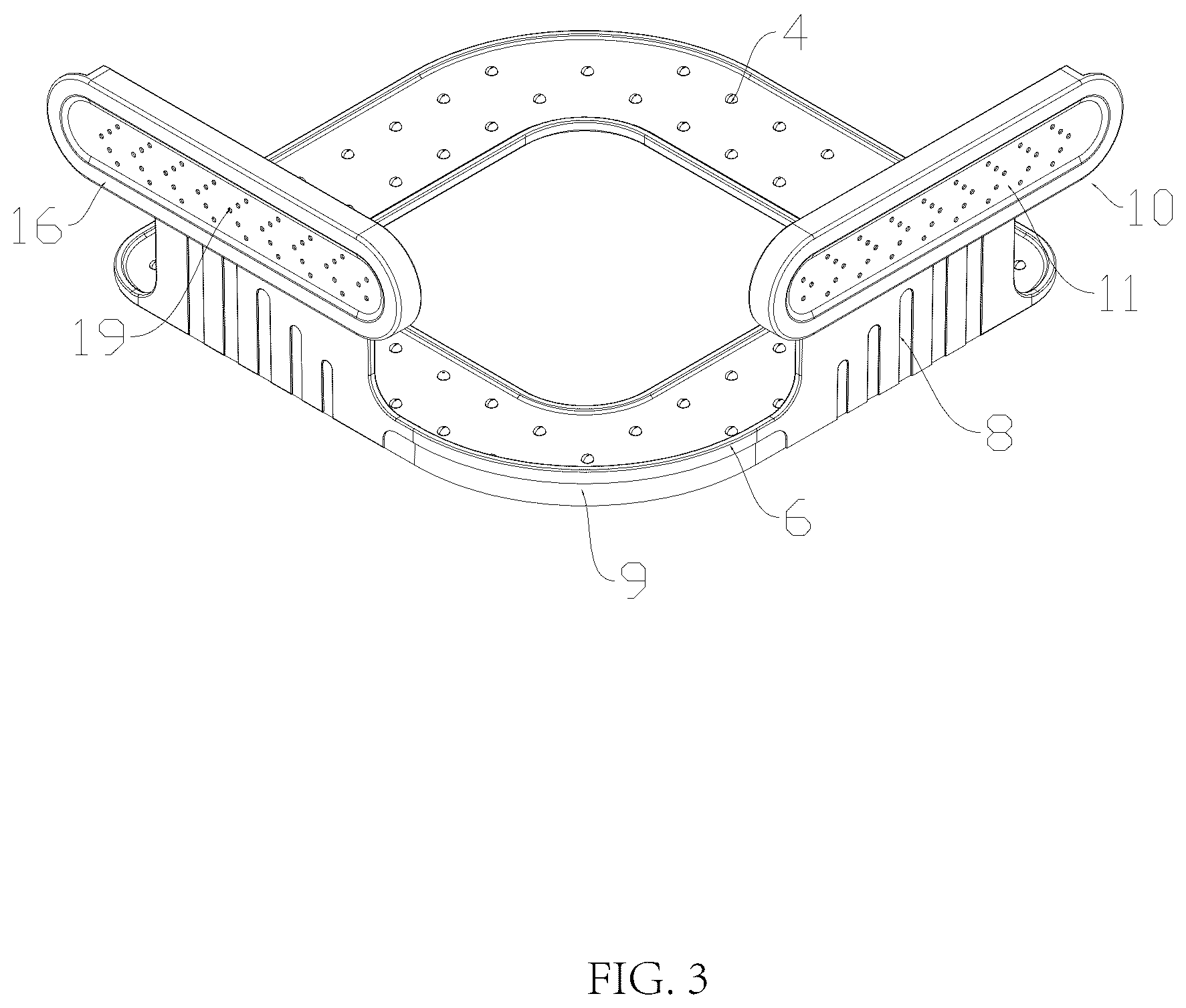 Patent US12599247 Figure 3 – Universal bed sheet retaining device