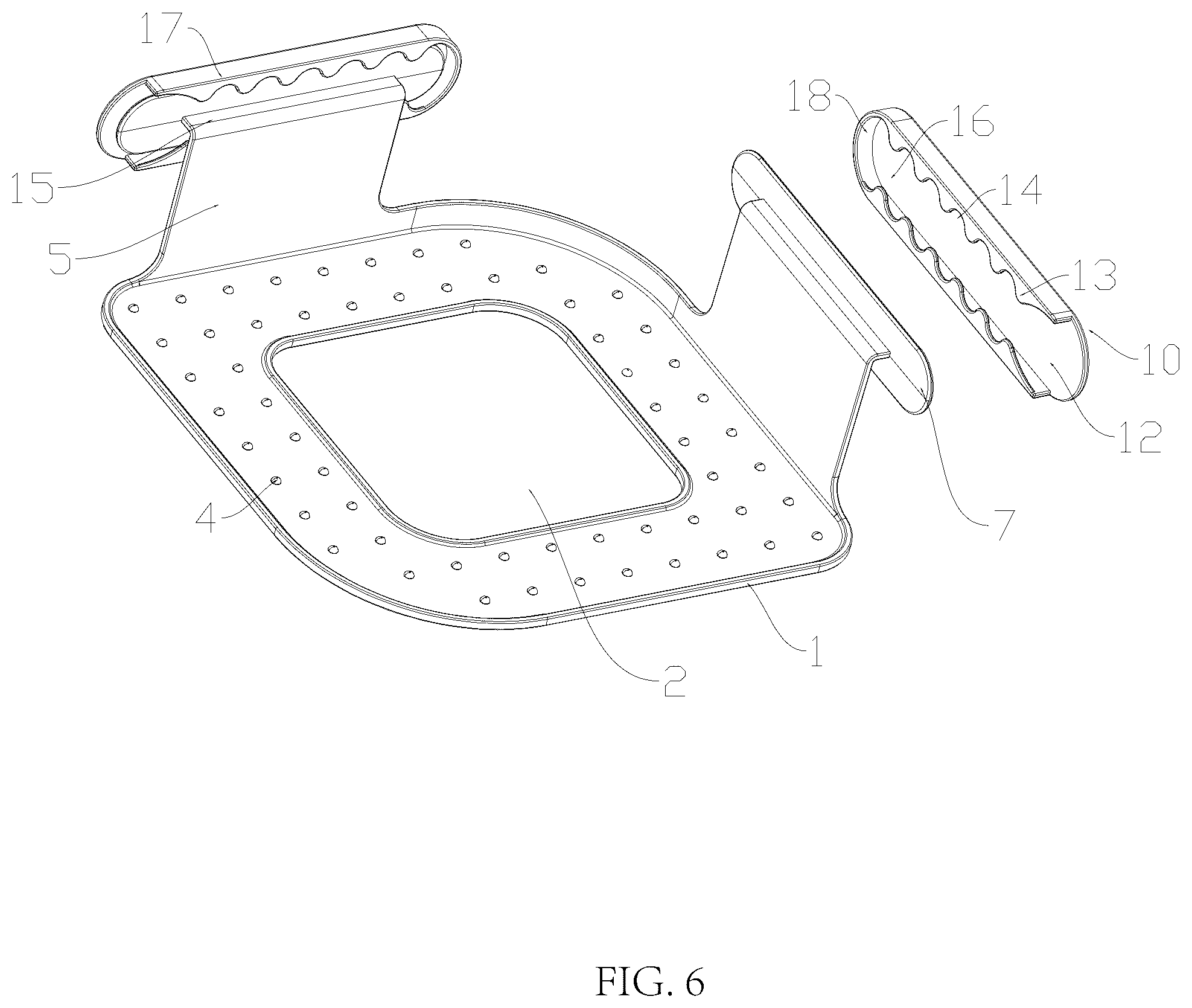Patent US12599247 Figure 6 – Universal bed sheet retaining device