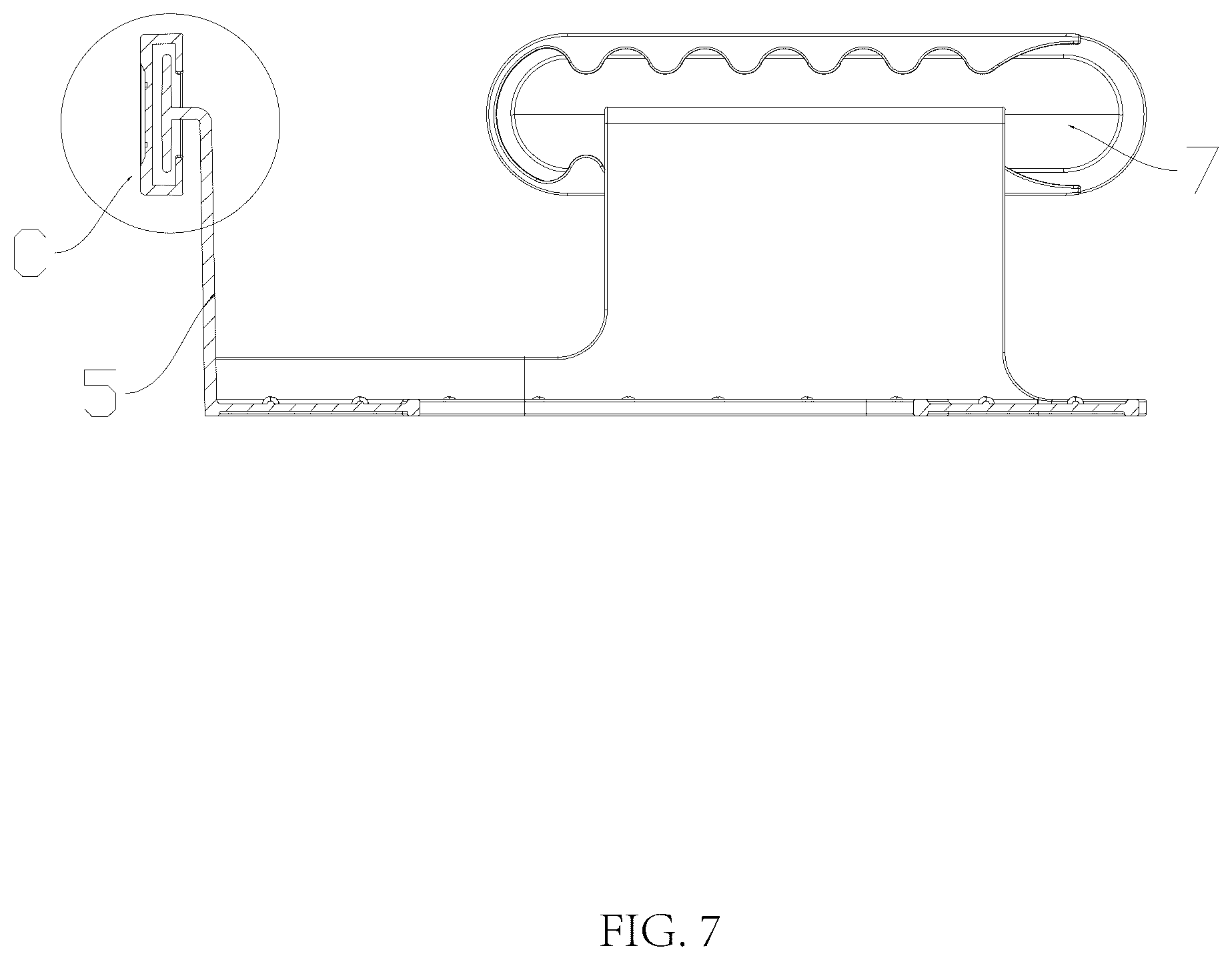 Patent US12599247 Figure 7 – Universal bed sheet retaining device