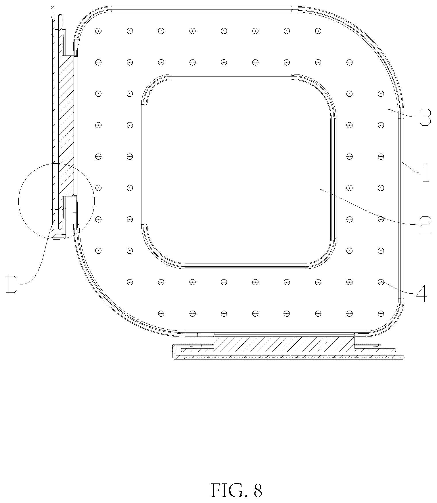 Patent US12599247 Figure 8 – Universal bed sheet retaining device
