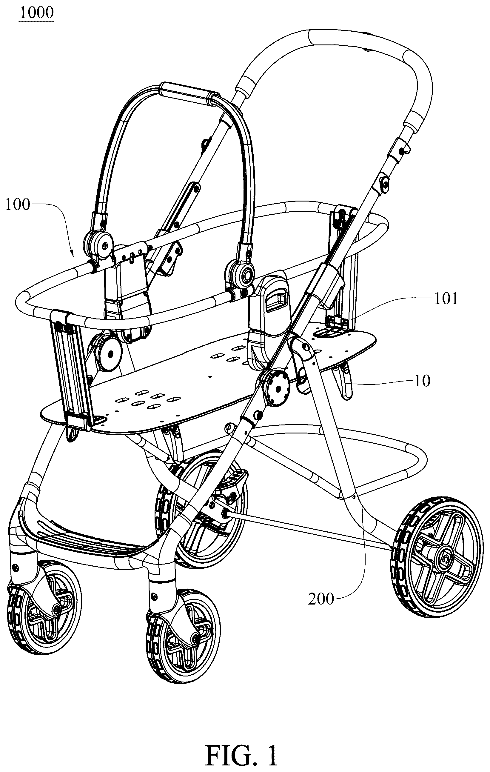 Patent US12599249 Figure 1 – Anti-rollover structure, carrying device and baby carrier
