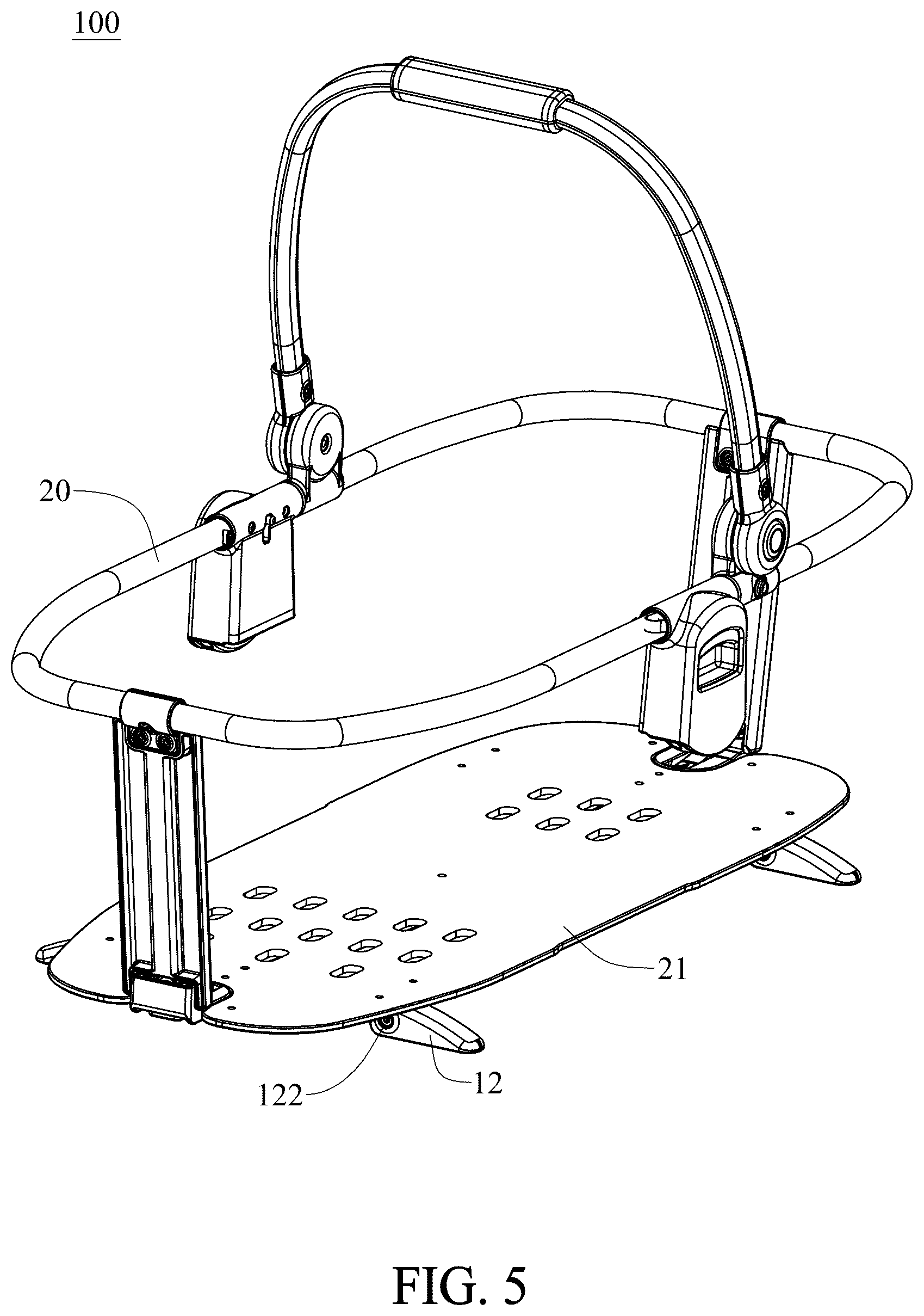 Patent US12599249 Figure 5 – Anti-rollover structure, carrying device and baby carrier