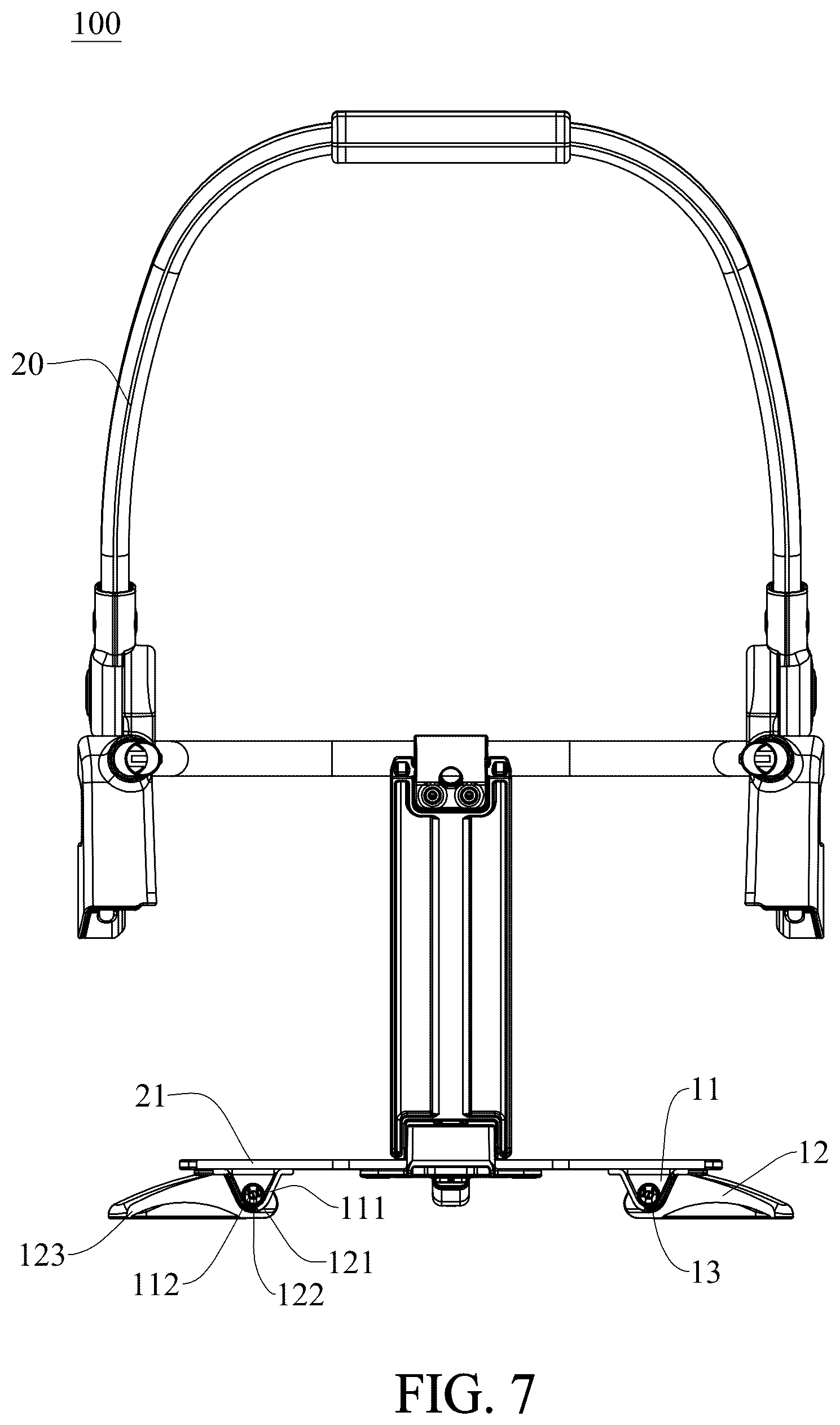 Patent US12599249 Figure 7 – Anti-rollover structure, carrying device and baby carrier