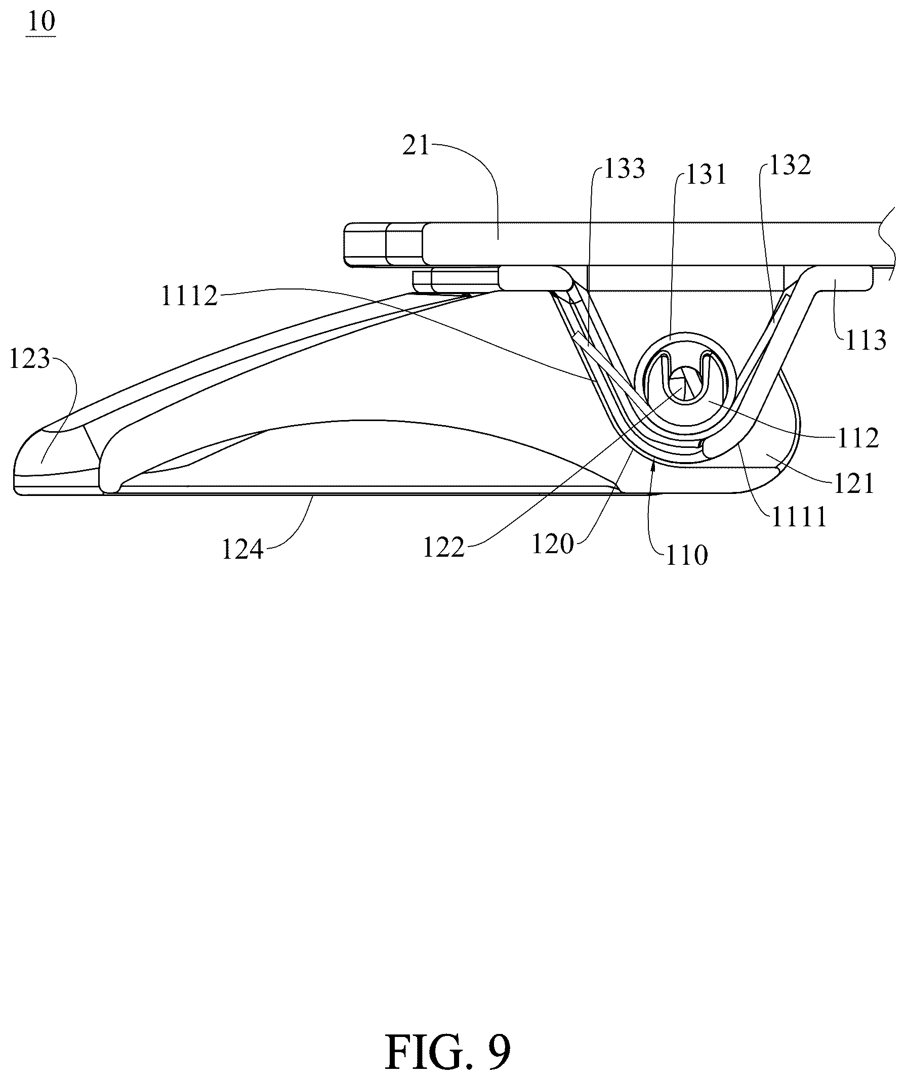 Patent US12599249 Figure 9 – Anti-rollover structure, carrying device and baby carrier