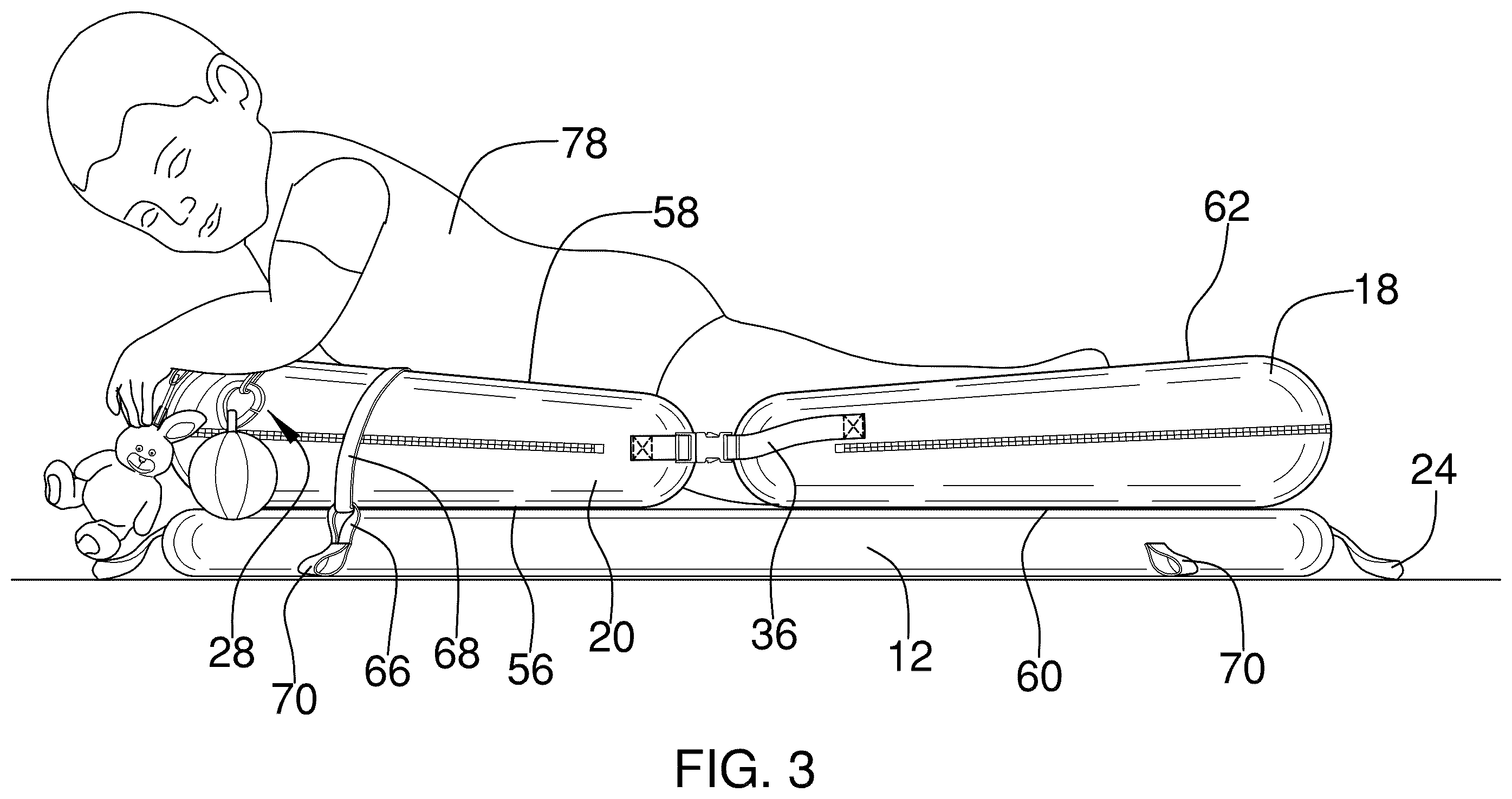 Patent US12599250 Figure 3 – Multiple position infant support system