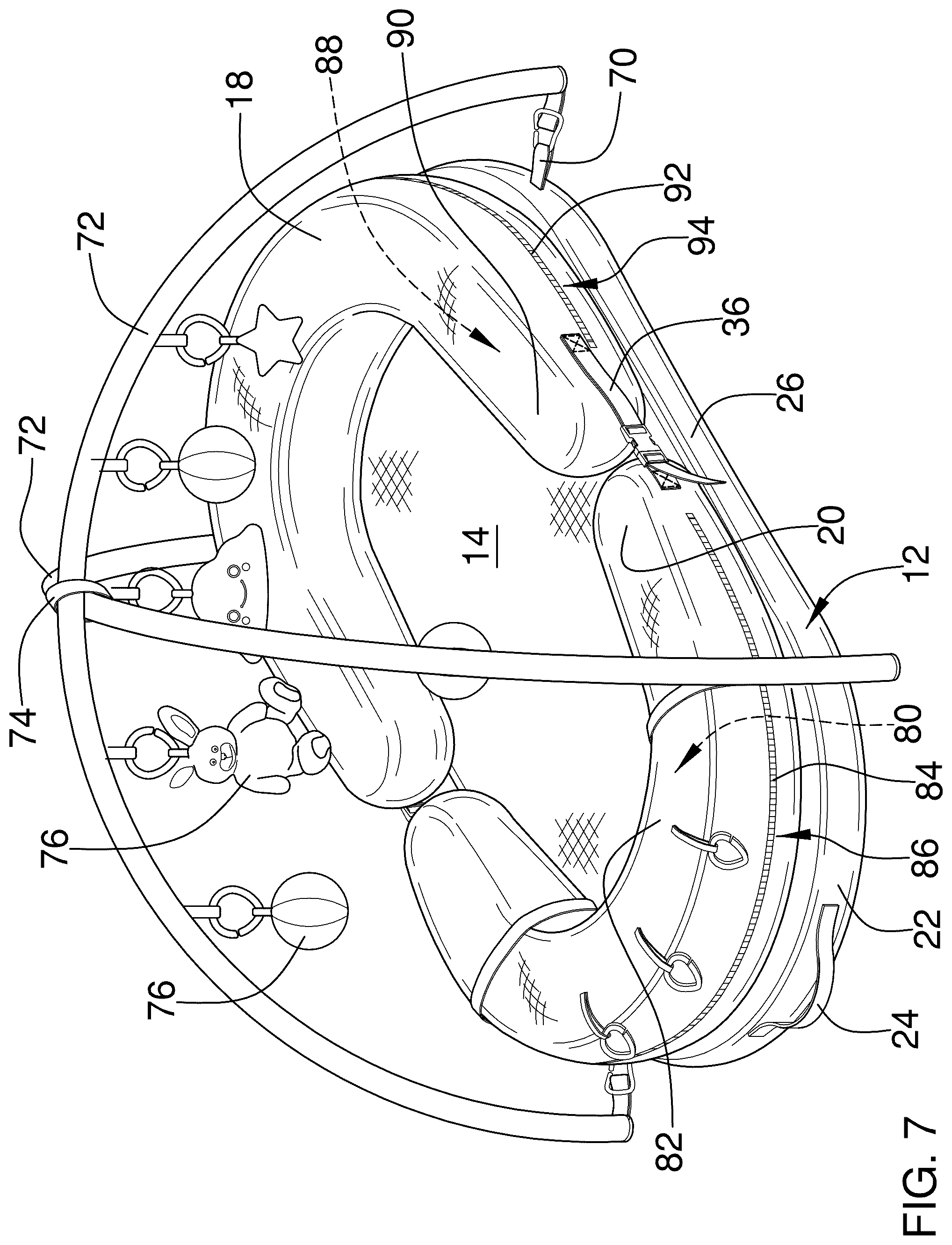 Patent US12599250 Figure 7 – Multiple position infant support system
