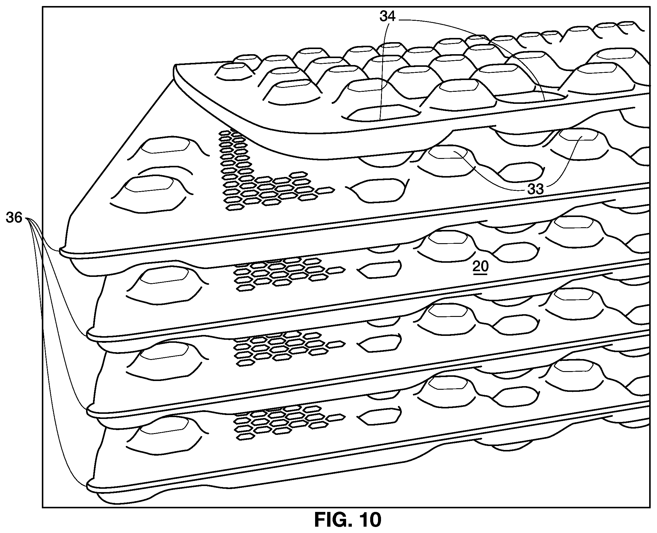 Patent US12599256 Figure 8 – Lightweight sleeping pad system having separable and dissimilar segments, and method of using