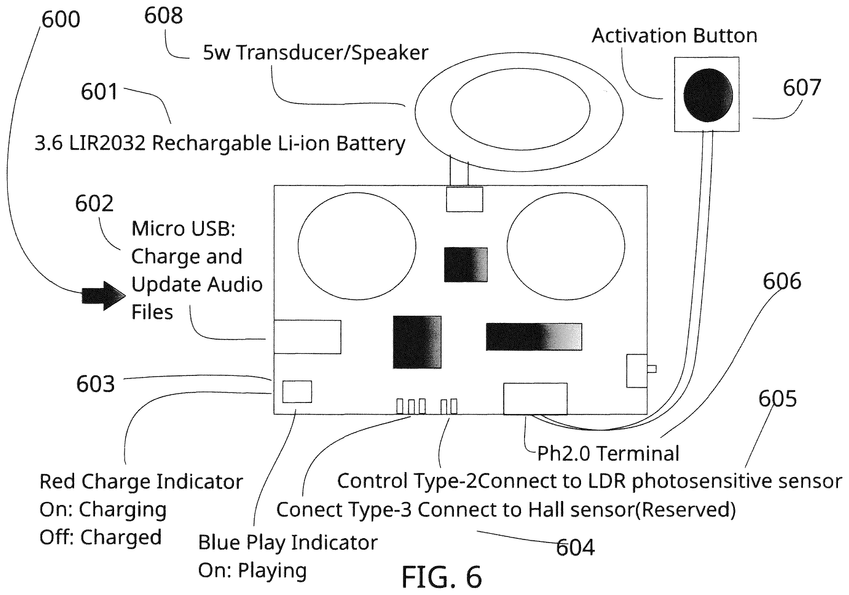 Patent US12599260 Figure 6 – Audio apparatus in drinkware