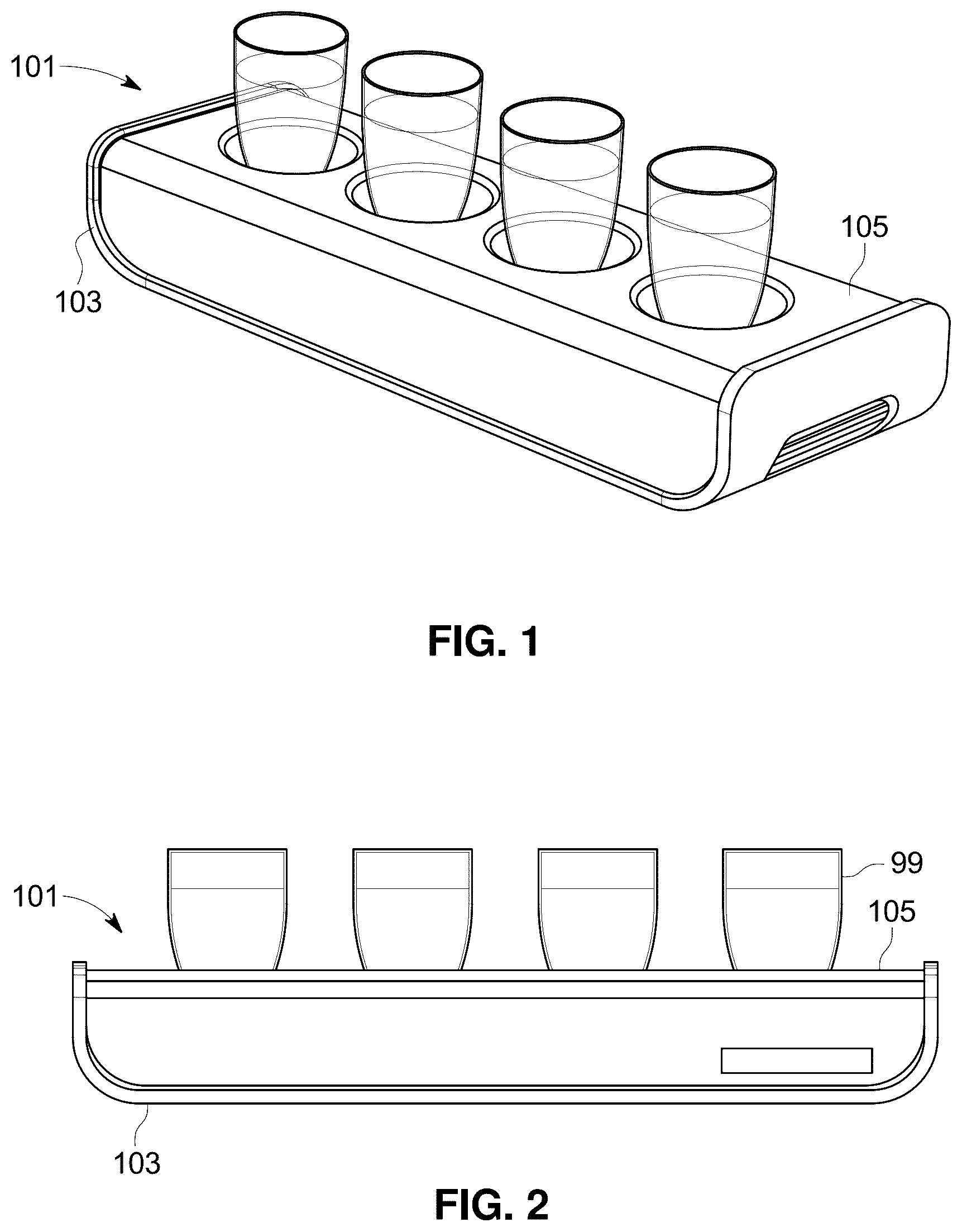 Patent US12599261 Figure 1 – Beverage flight cooler