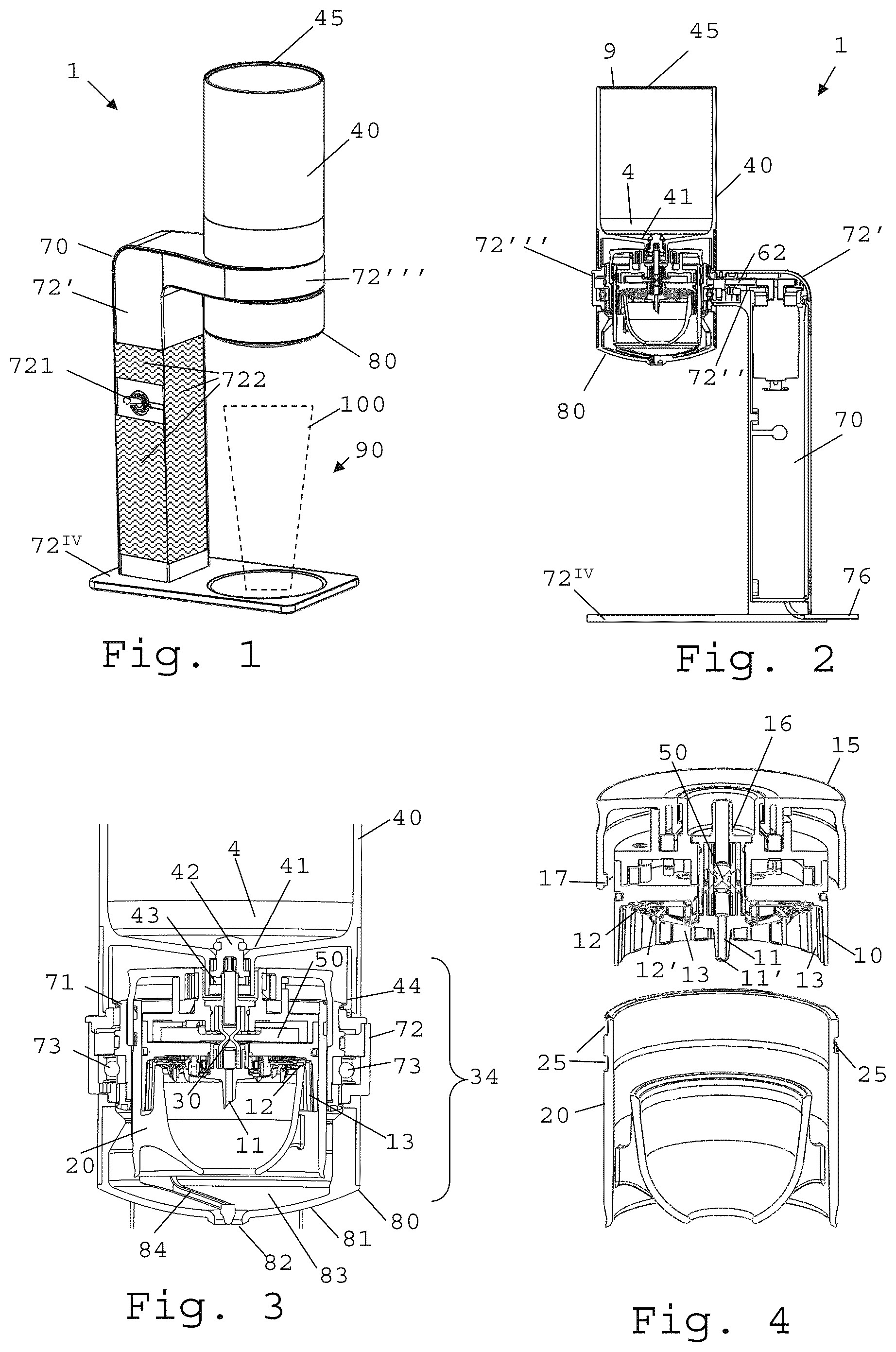 Patent US12599265 Figure 1 – Beverage machine with separable fluid module