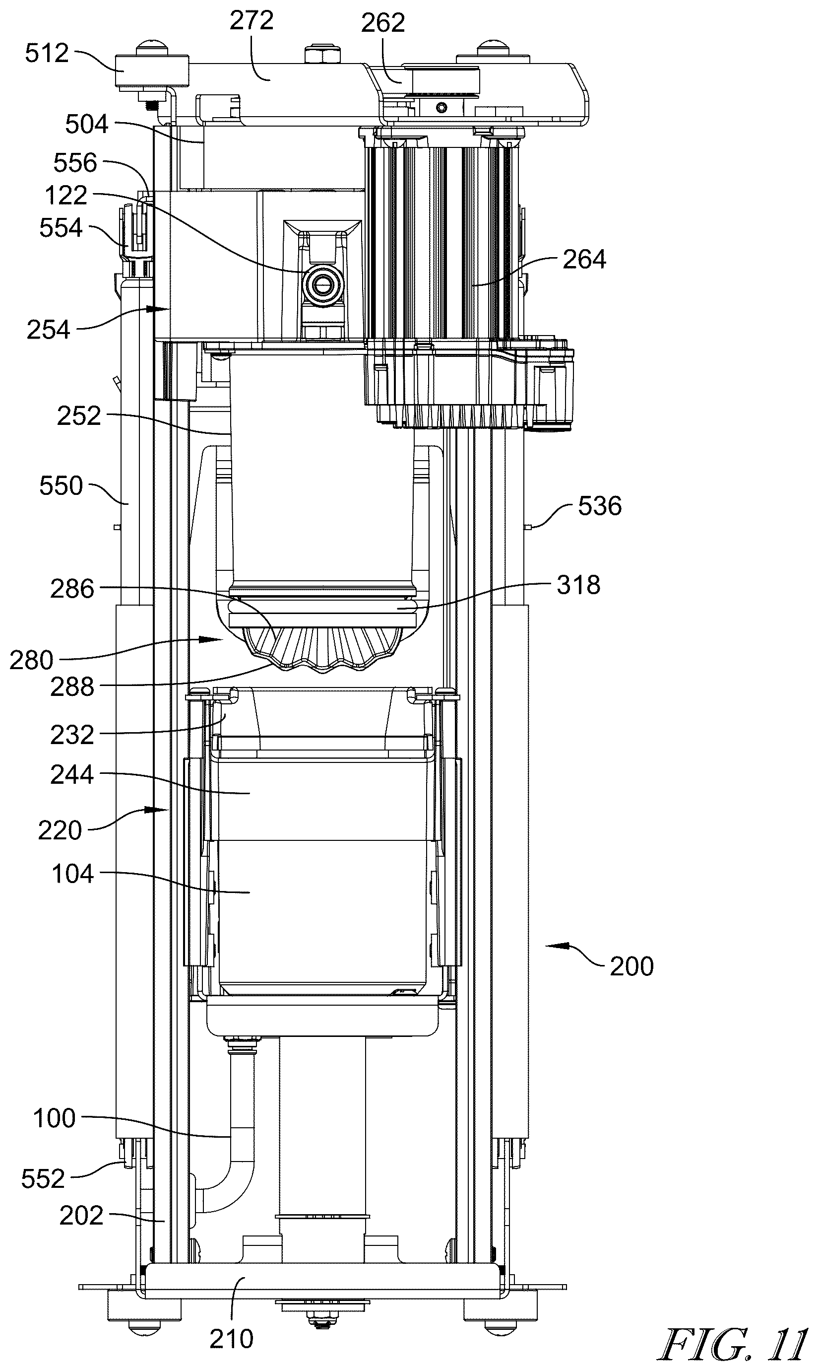 Patent US12599266 Figure 8 – Axially operable brewing system