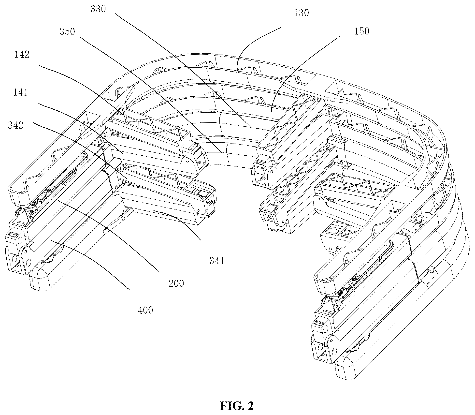 Patent US12599268 Figure 2 – Folding bathtub and retractable supporting mechanism thereof