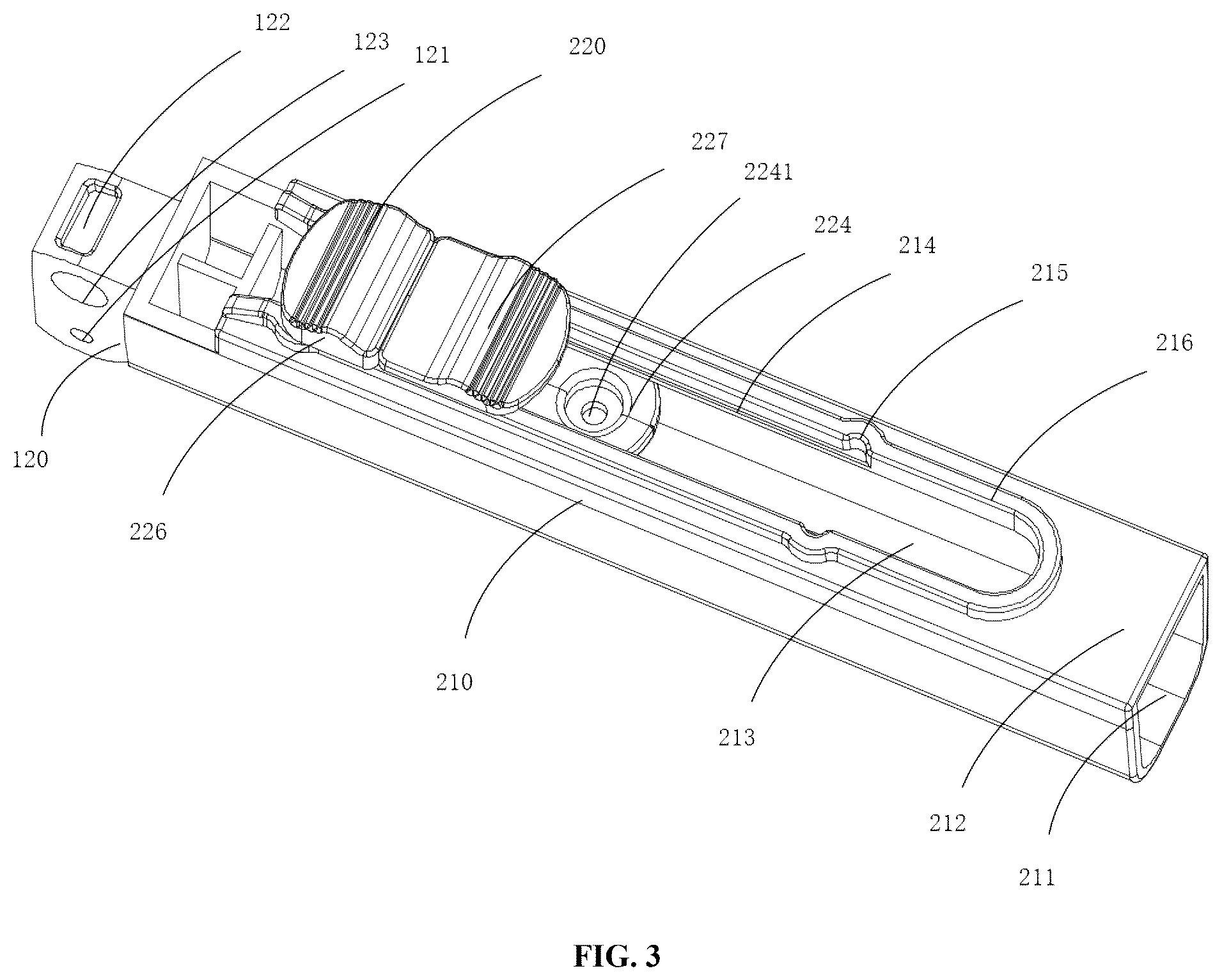 Patent US12599268 Figure 3 – Folding bathtub and retractable supporting mechanism thereof