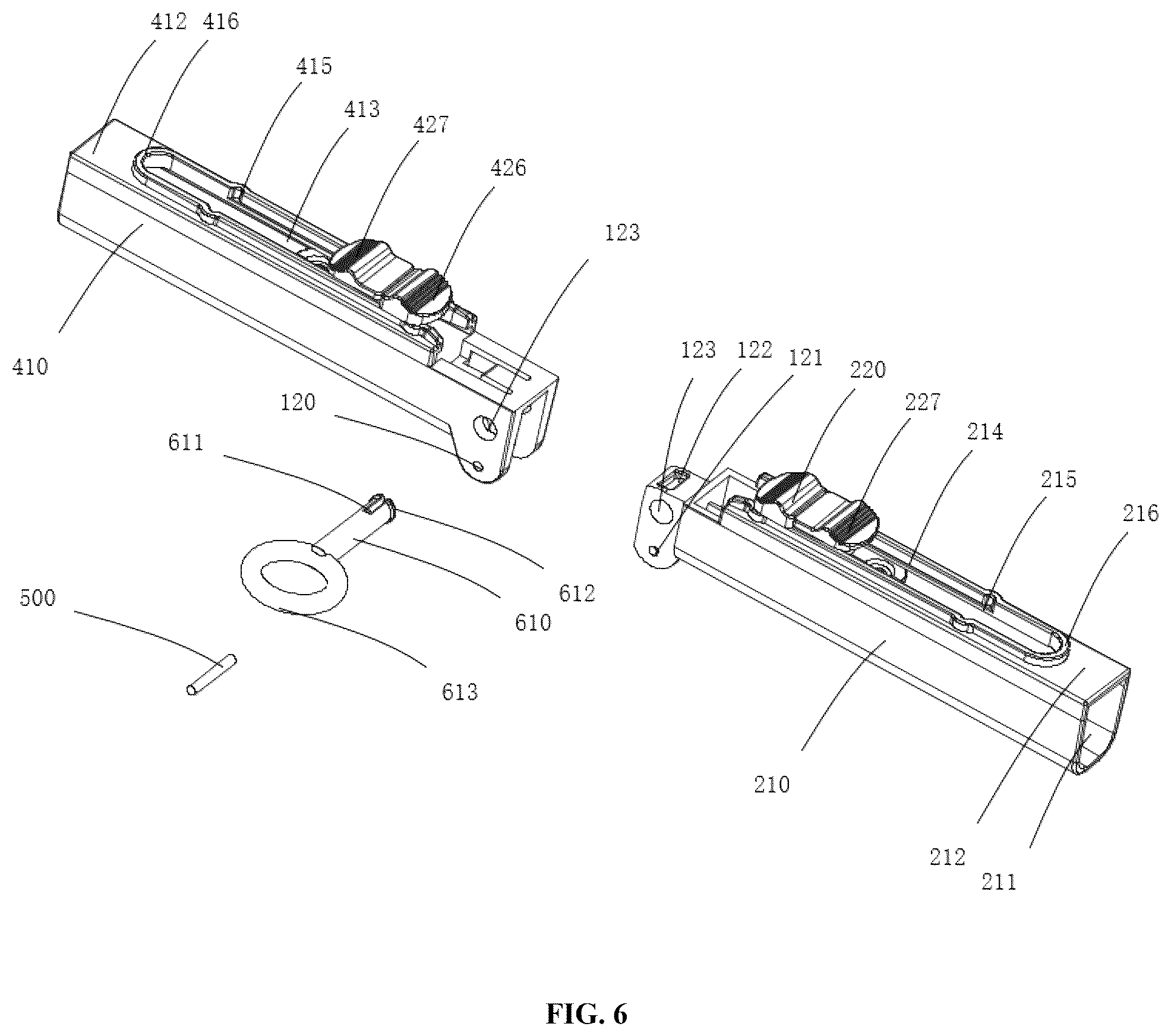 Patent US12599268 Figure 6 – Folding bathtub and retractable supporting mechanism thereof