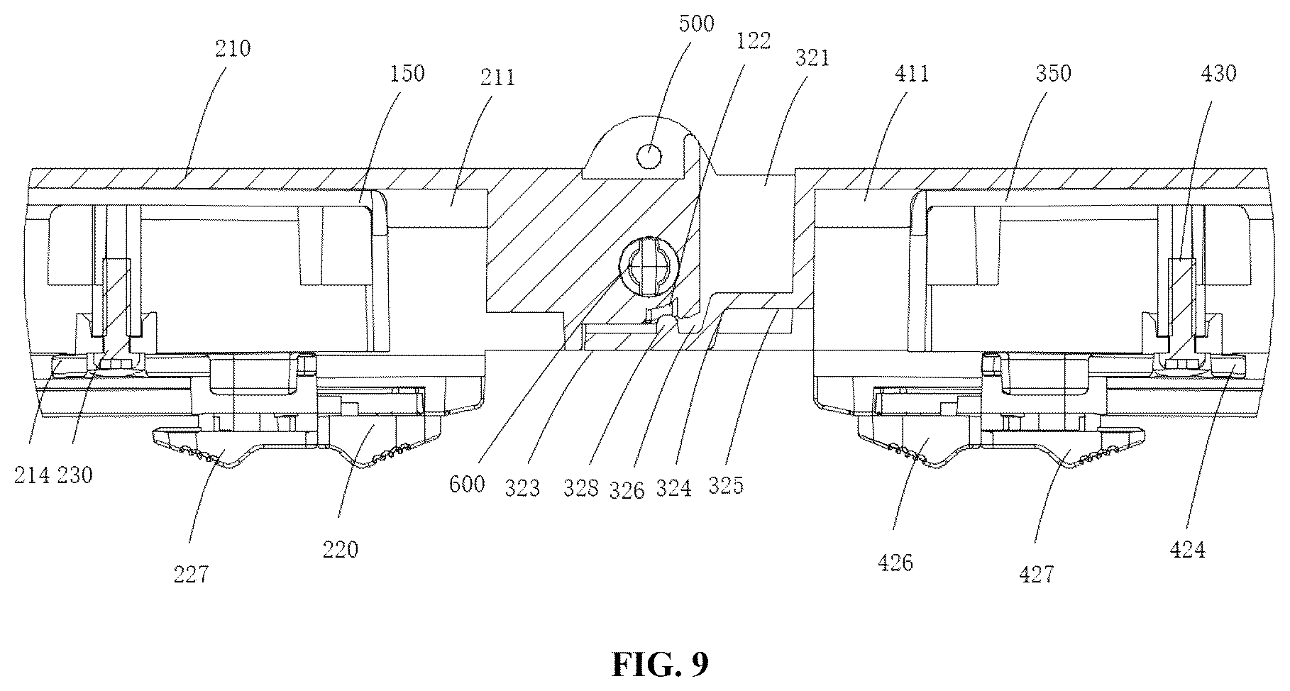 Patent US12599268 Figure 9 – Folding bathtub and retractable supporting mechanism thereof
