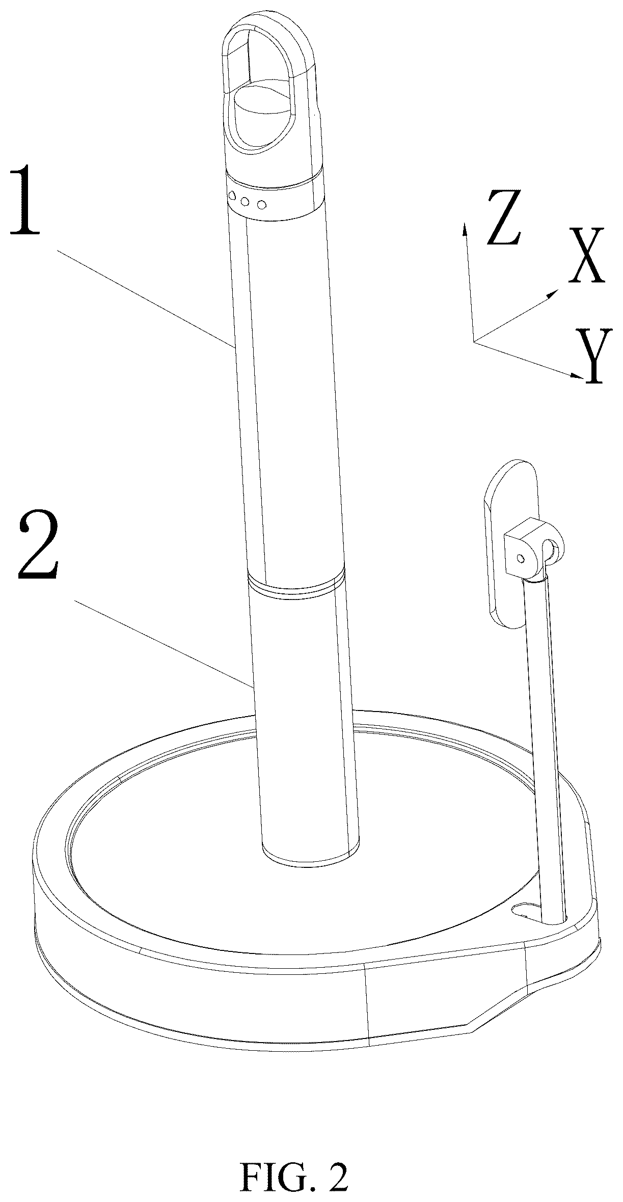Patent US12599273 Figure 2 – Bouncing core device, detachable connecting device, and paper towel rack