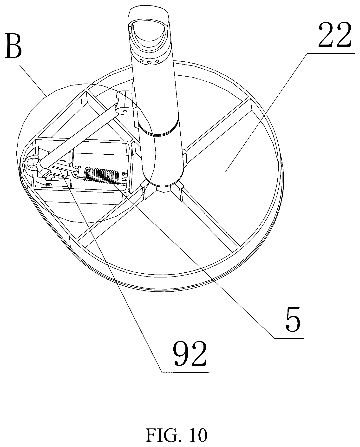 Patent US12599273 Figure 10 – Bouncing core device, detachable connecting device, and paper towel rack