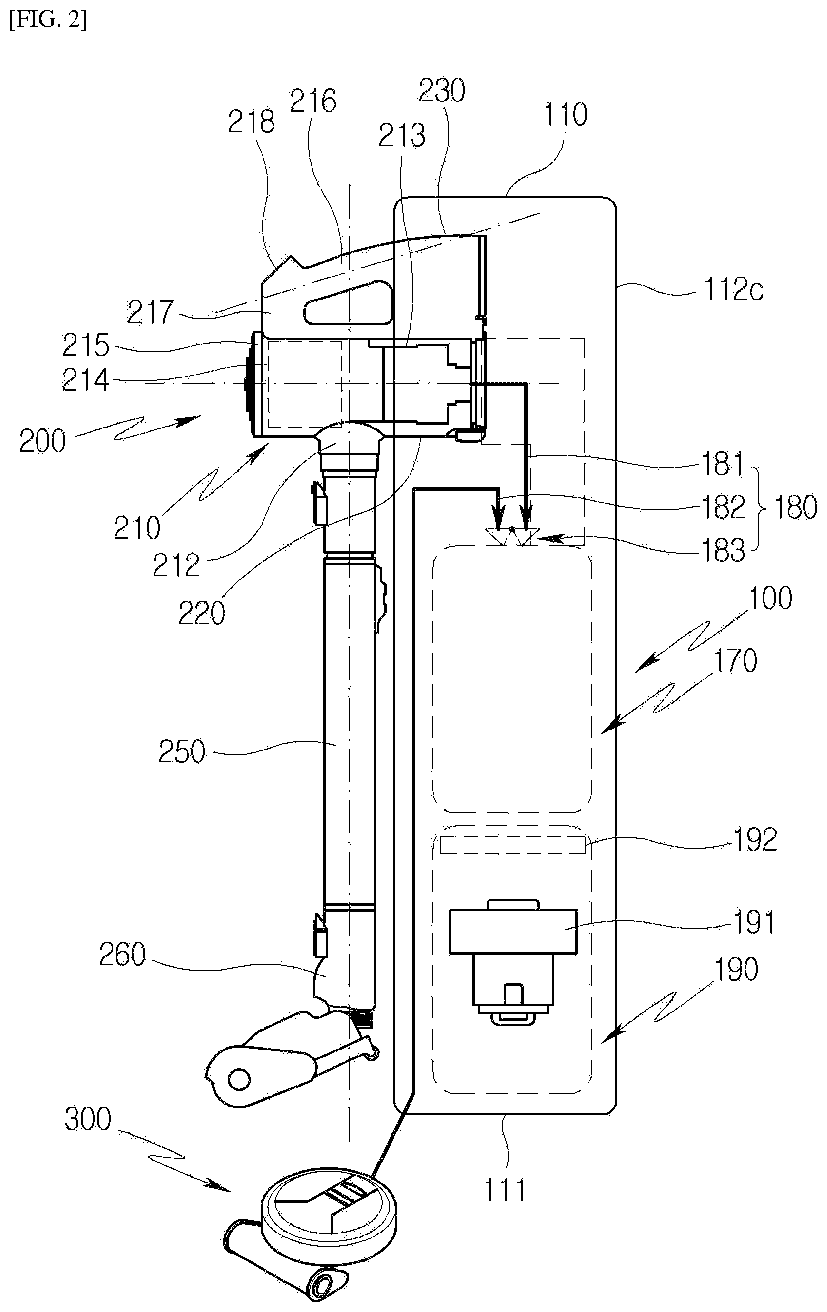 Patent US12599276 Figure 2 – Cleaner station with fixing unit