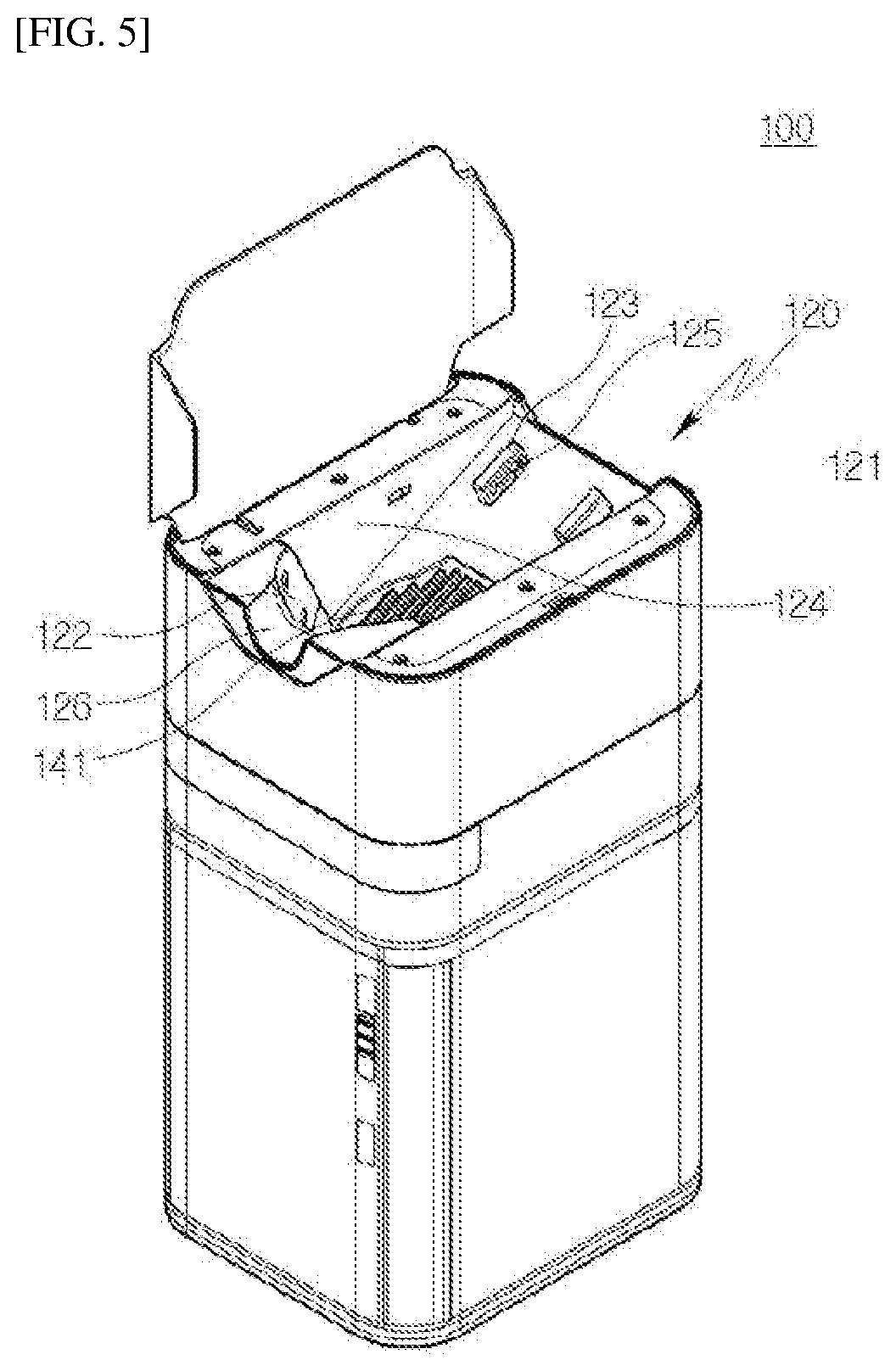 Patent US12599276 Figure 5 – Cleaner station with fixing unit
