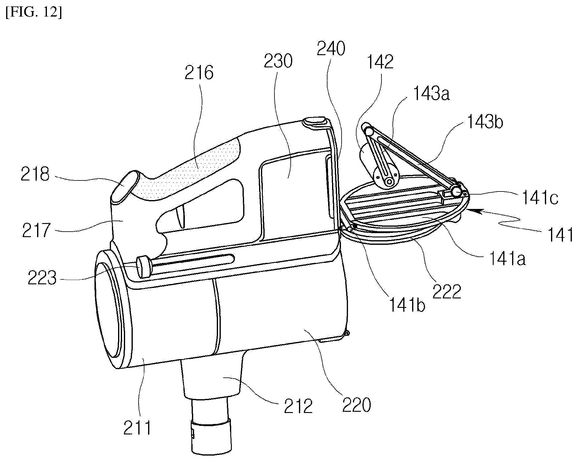 Patent US12599276 Figure 12 – Cleaner station with fixing unit
