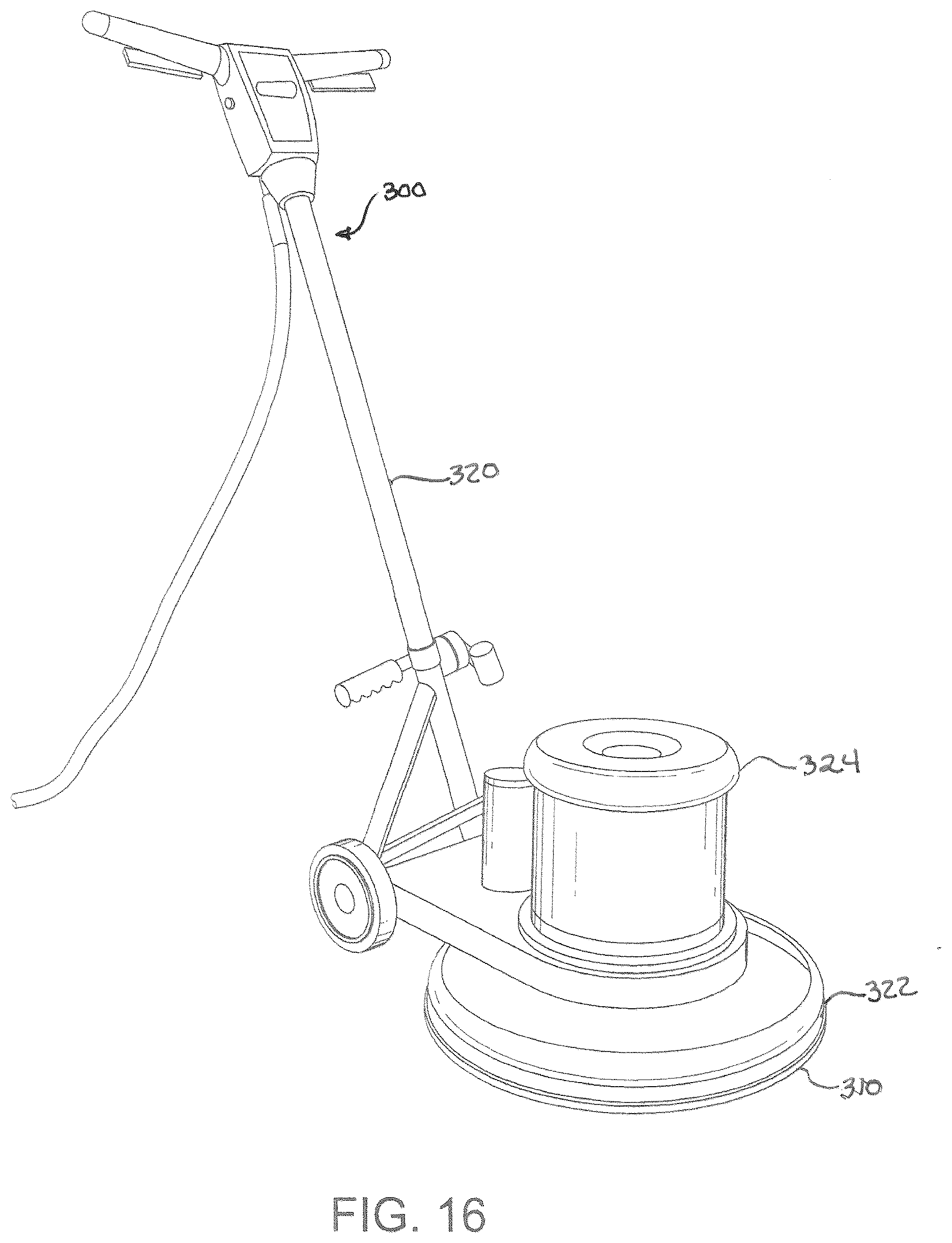 Patent US12599278 Figure 10 – Rotary floor buffing pad with agitator insert